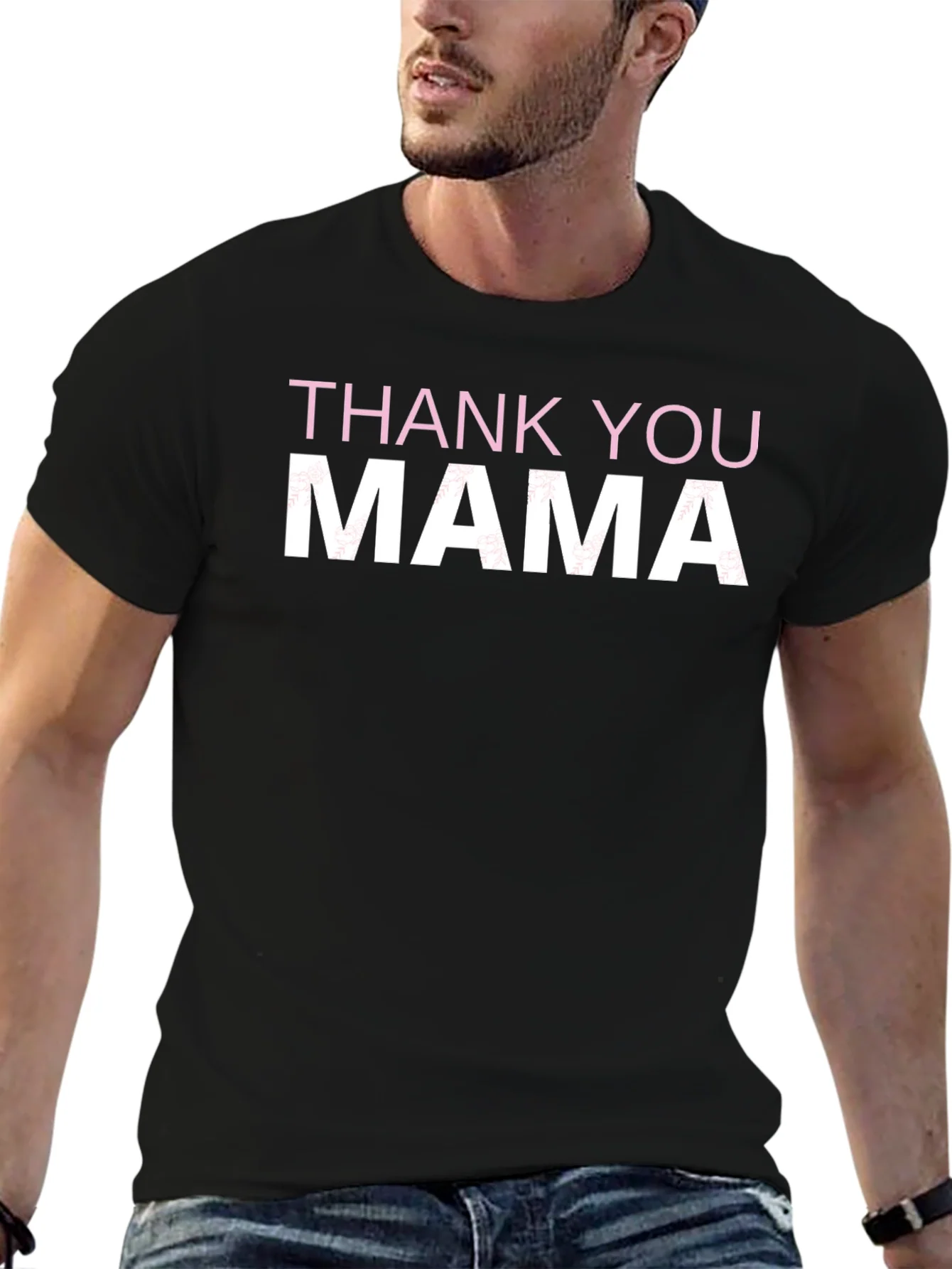 Thank You Mama Graphic T-Shirt - Black