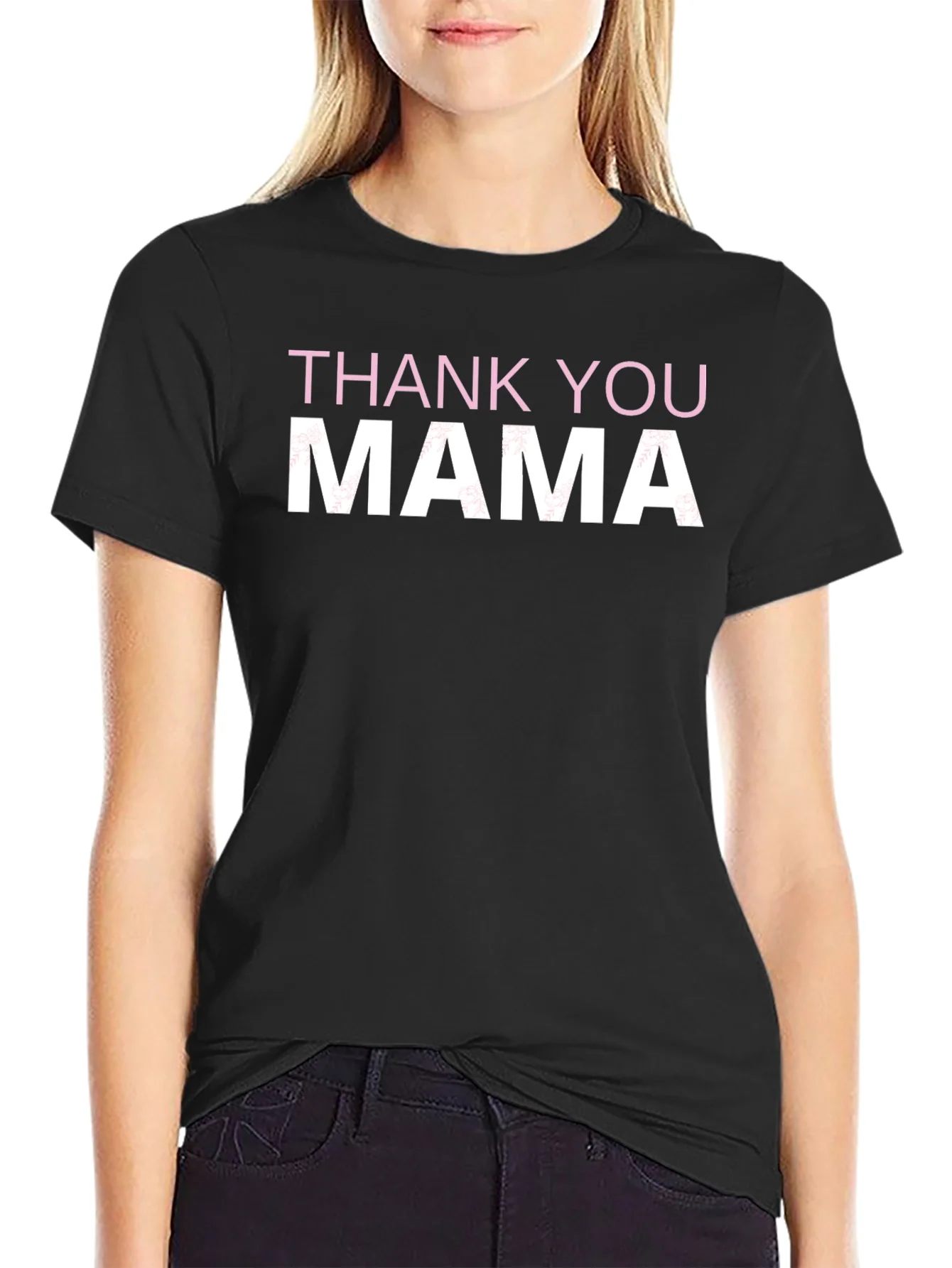 Thank You Mama Graphic T-Shirt - Black