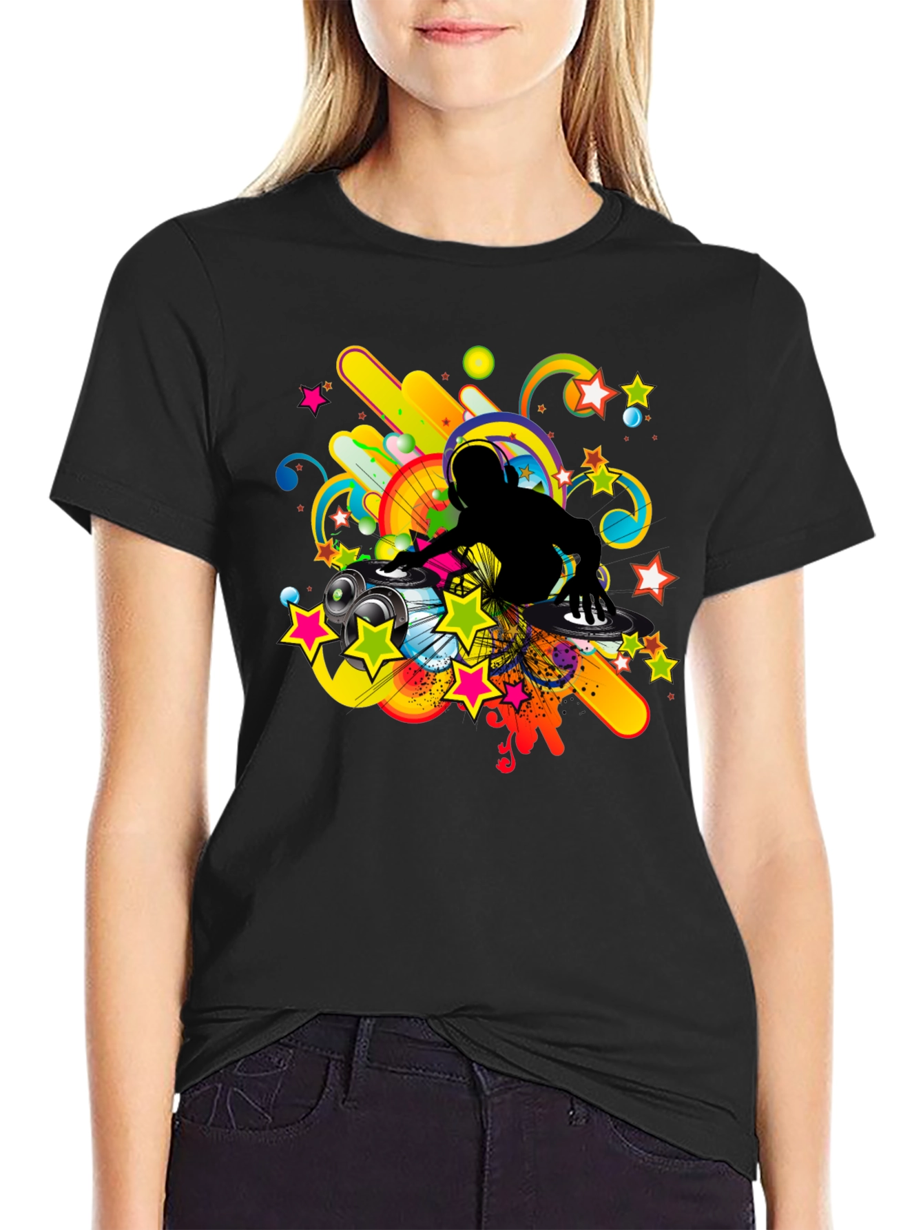 DJ Graphic Print Black T-Shirt