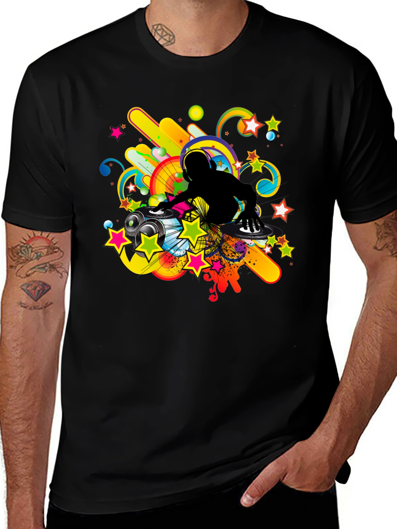 DJ Graphic Print Black T-Shirt