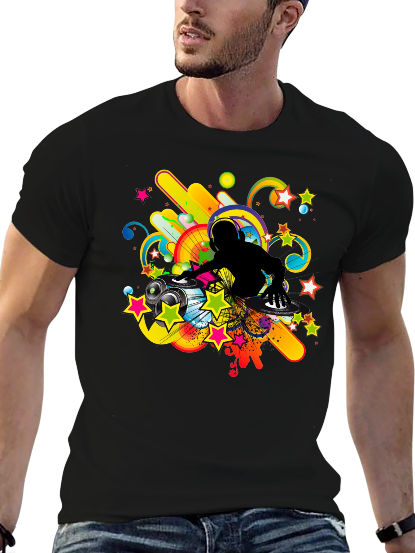 DJ Graphic Print Black T-Shirt