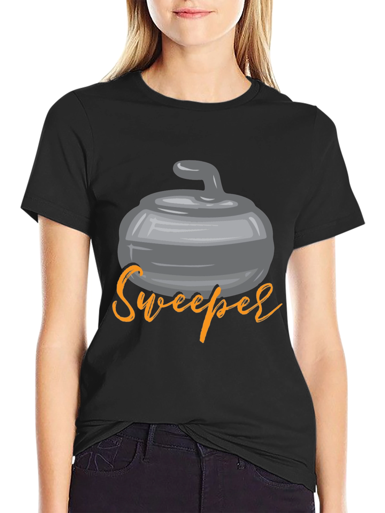 Curling Sweeper Graphic Tee - Black T-Shirt