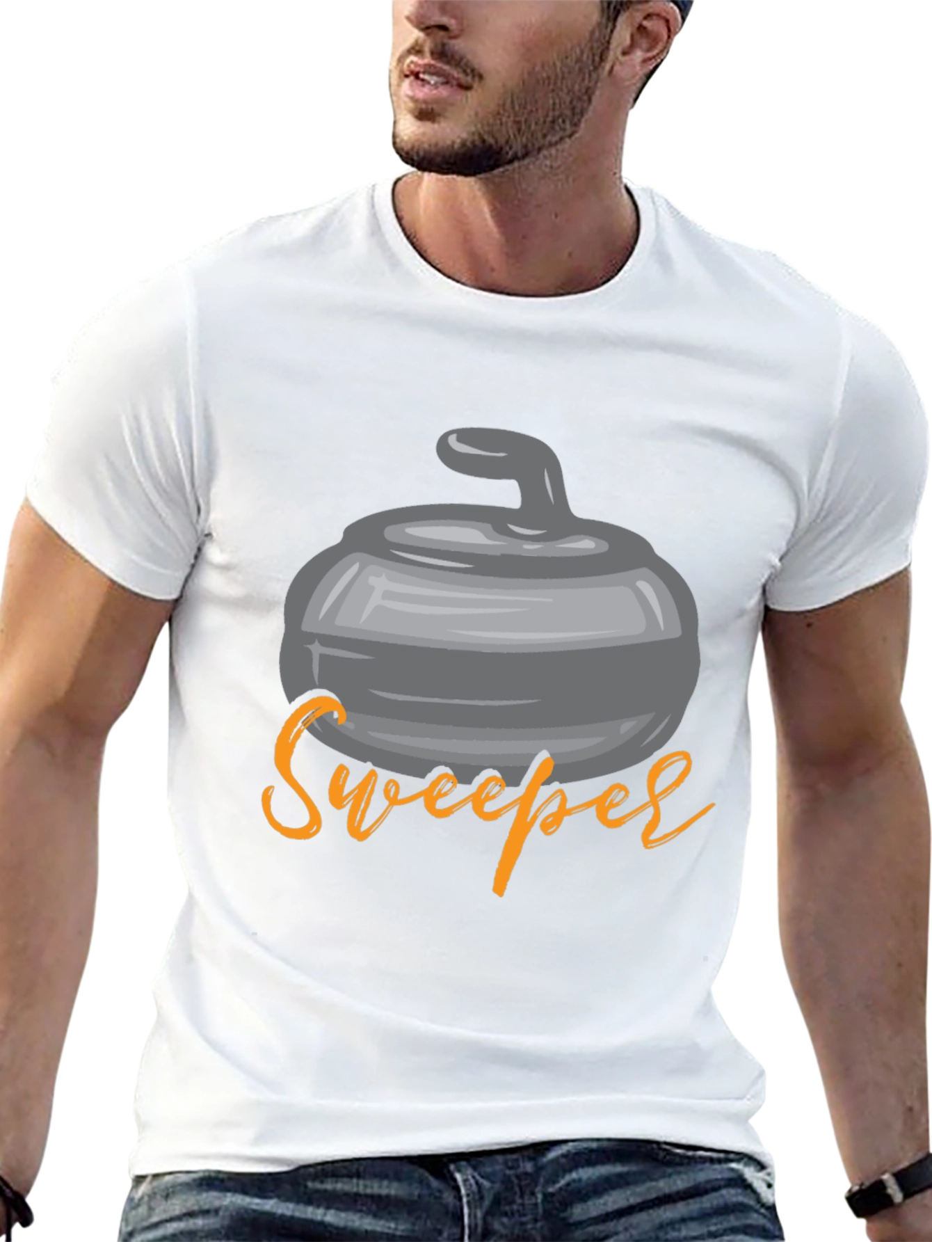Curling Sweeper Graphic Tee - Black T-Shirt