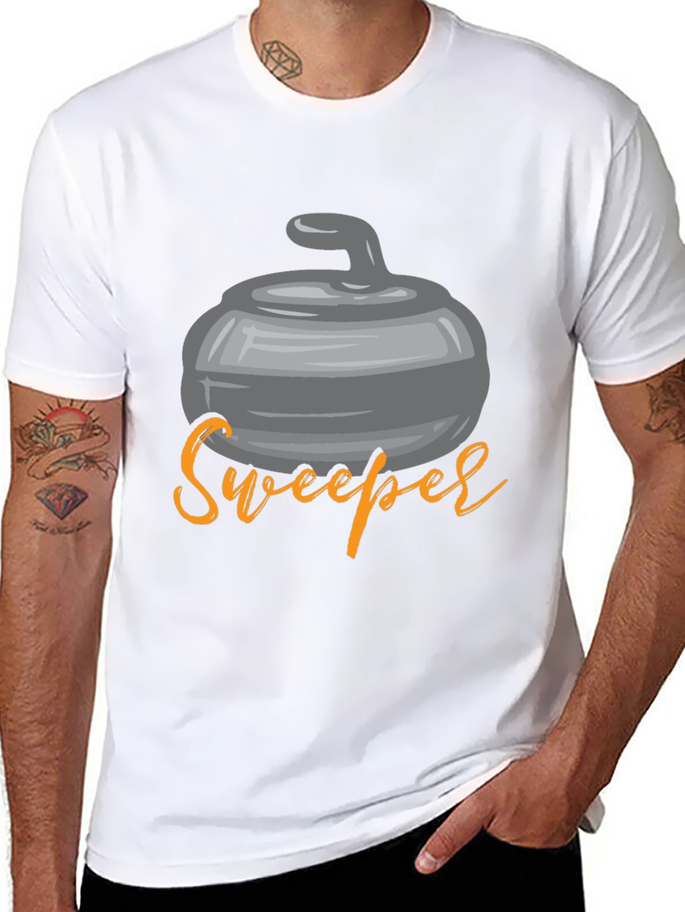 Curling Sweeper Graphic Tee - Black T-Shirt