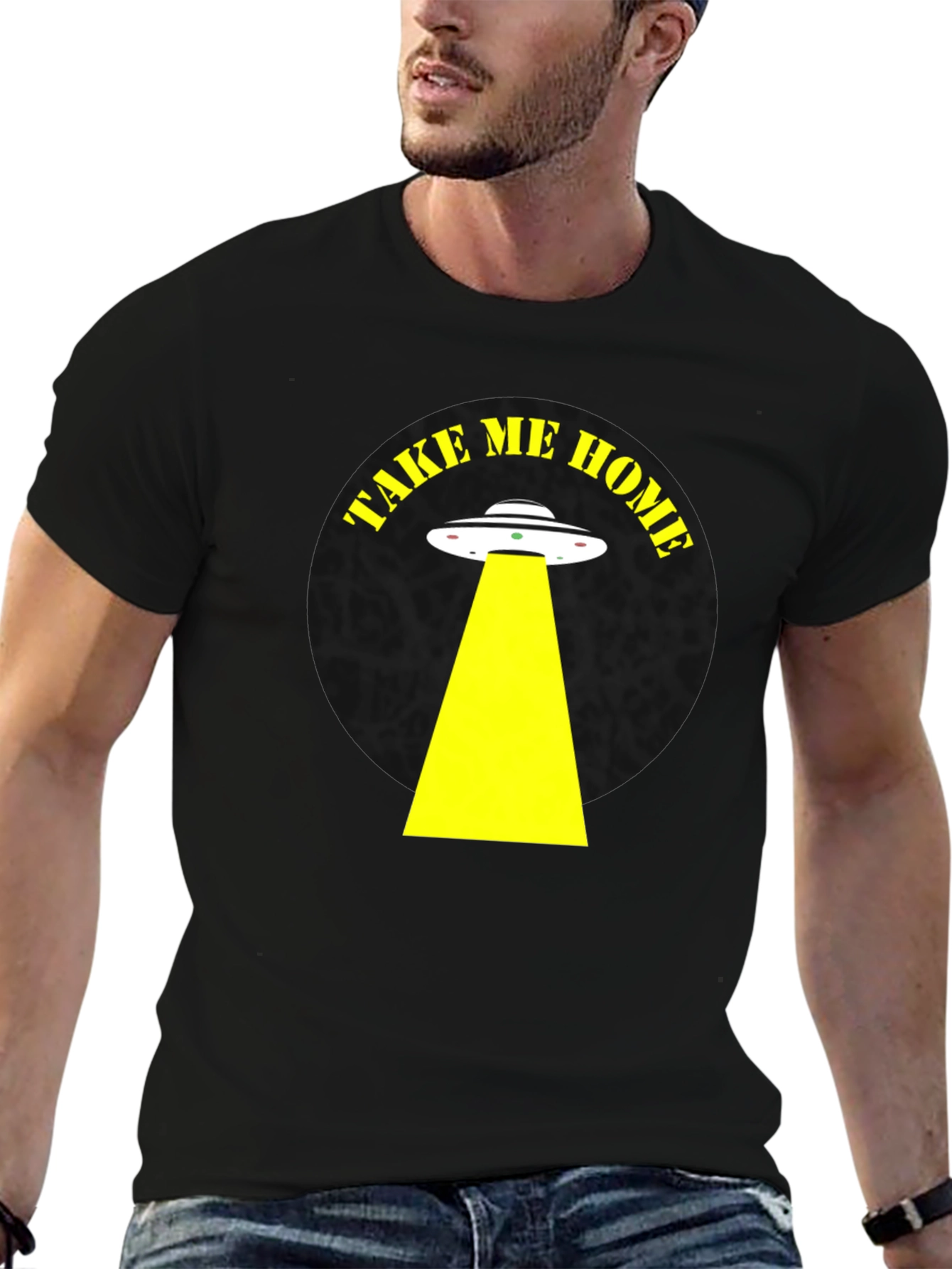 Take Me Home Alien Abduction Black T-Shirt