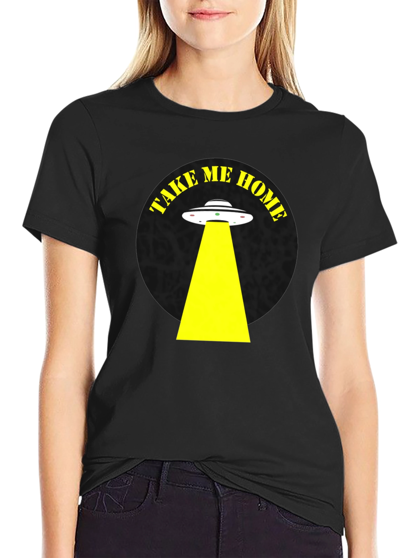 Take Me Home Alien Abduction Black T-Shirt