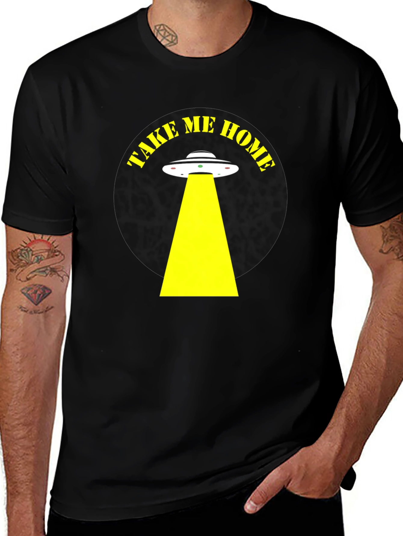 Take Me Home Alien Abduction Black T-Shirt