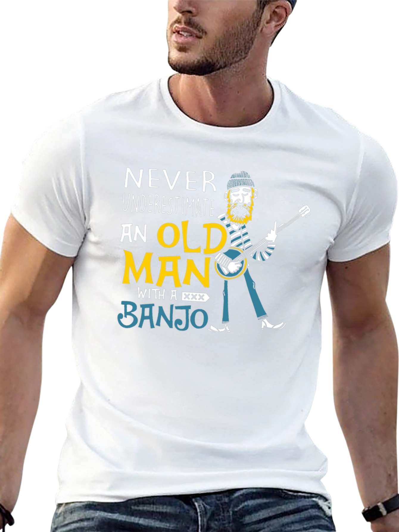 Never Underestimate Old Man Banjo T-Shirt