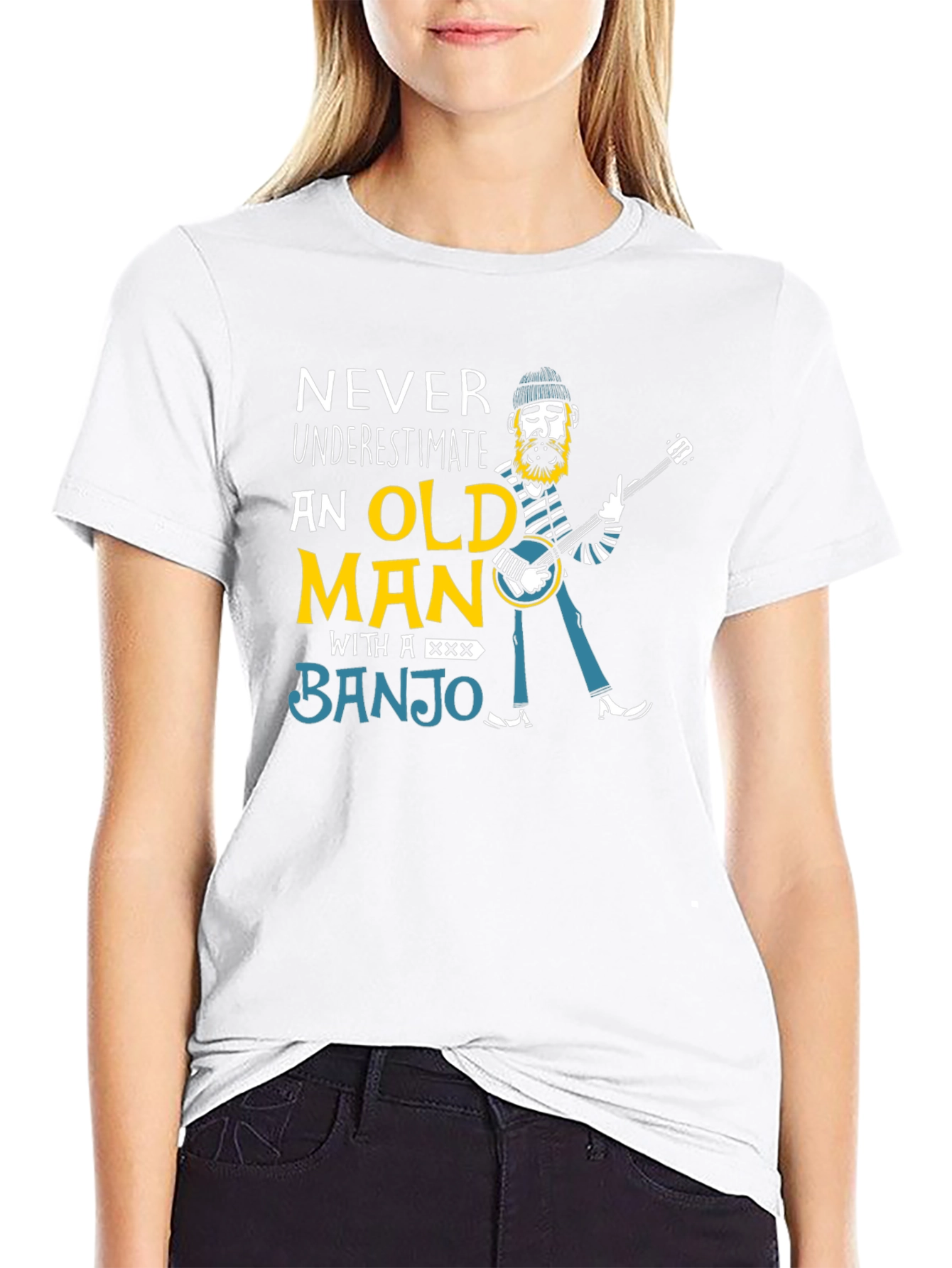 Never Underestimate Old Man Banjo T-Shirt