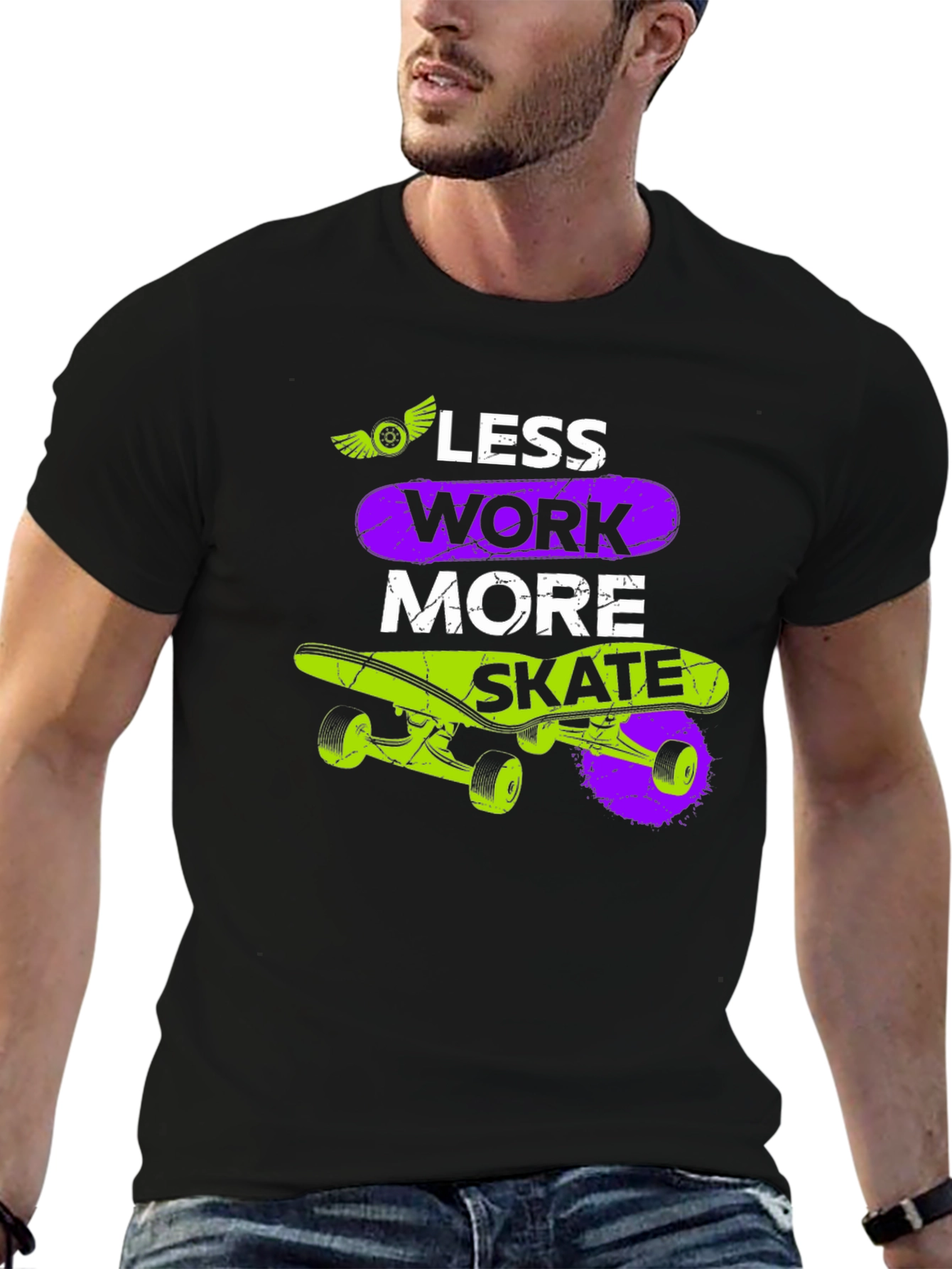 Less Work More Skate Graphic T-Shirt