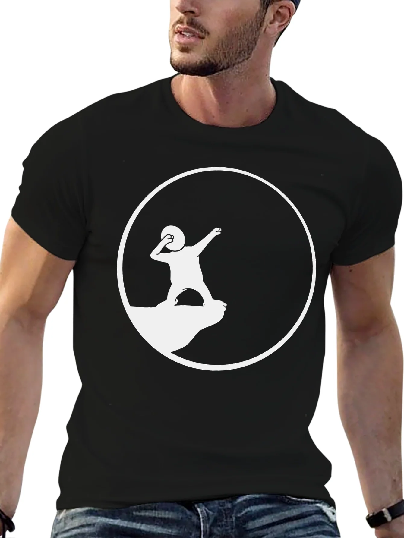 Silhouette Throwing Rocks T-Shirt - Black