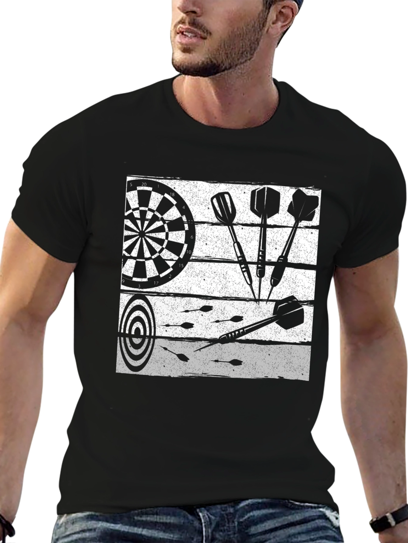 Darts Graphic T-Shirt - Black Cotton Tee