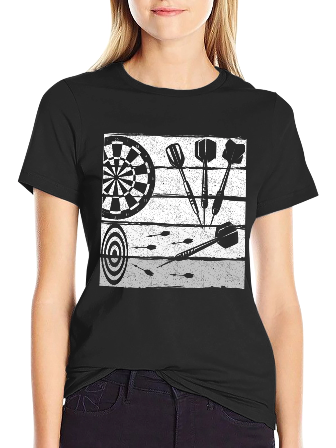 Darts Graphic T-Shirt - Black Cotton Tee