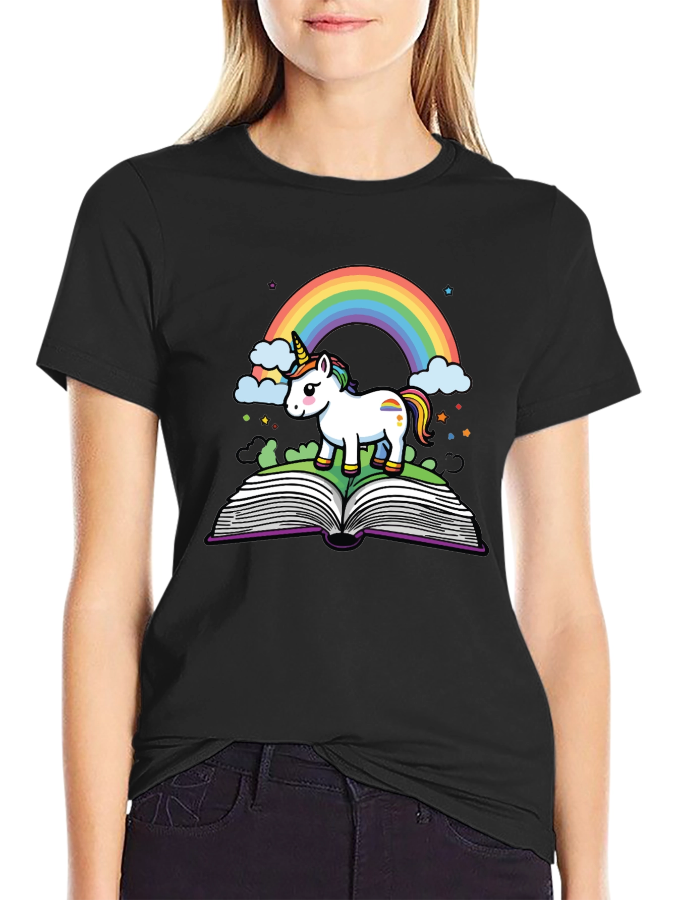 Unicorn Rainbow Book T-Shirt