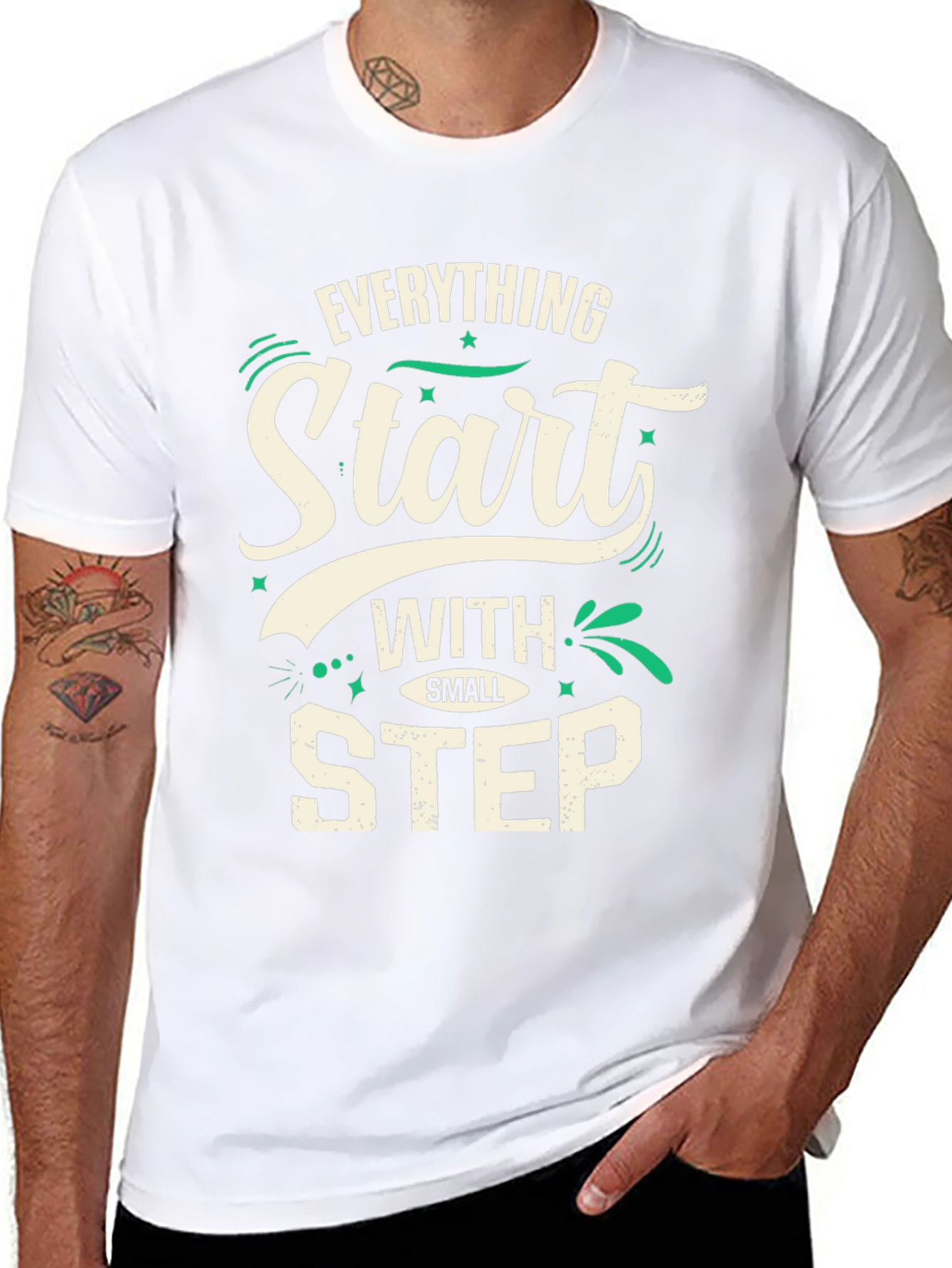 Everything Start With Small Step Black T-Shirt