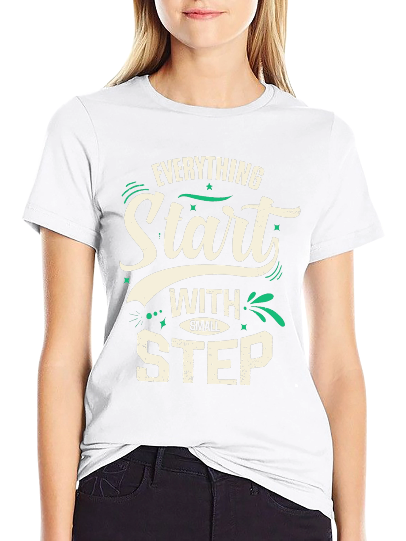 Everything Start With Small Step Black T-Shirt
