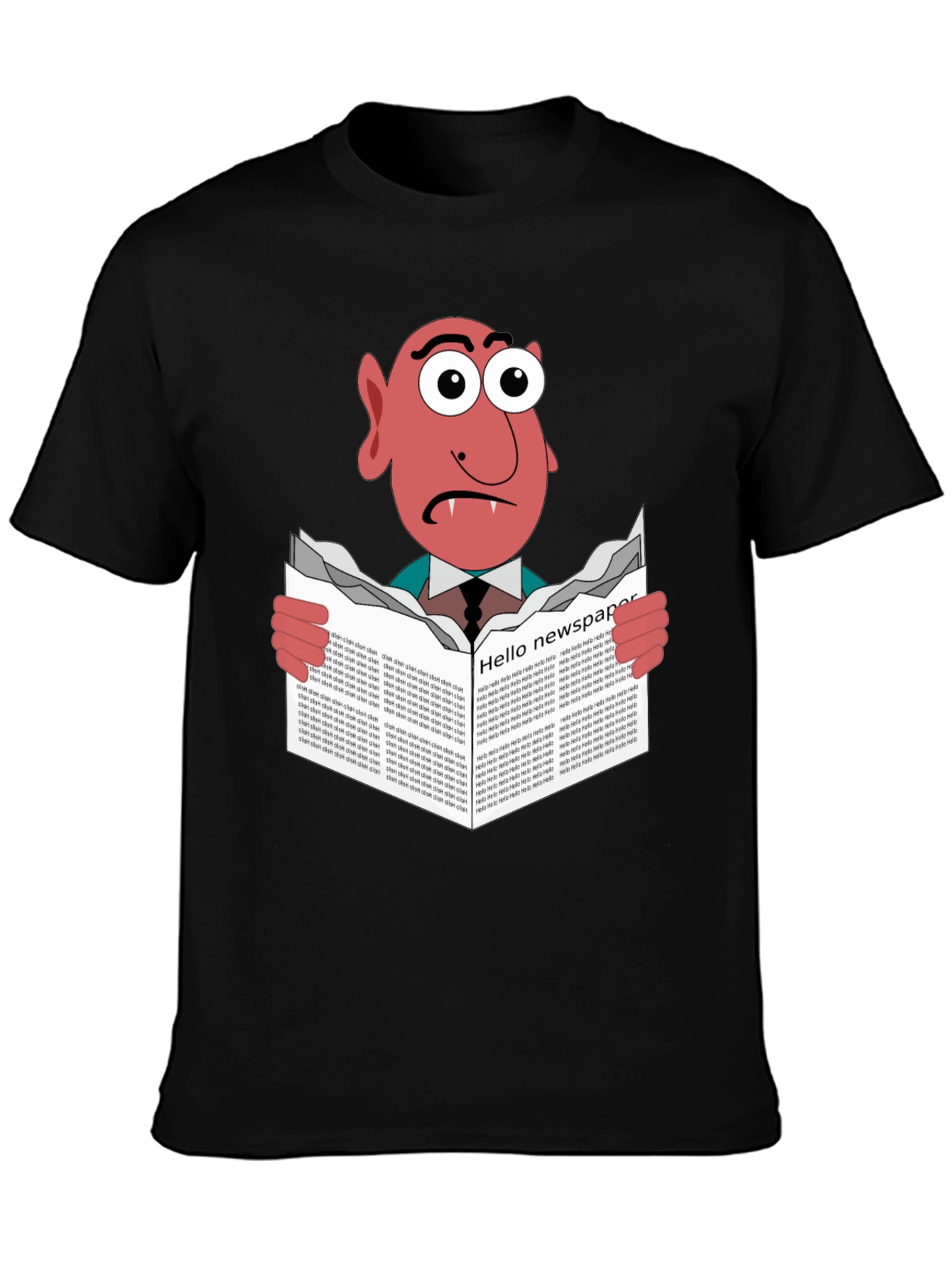 Vampire Reading Newspaper Graphic T-Shirt