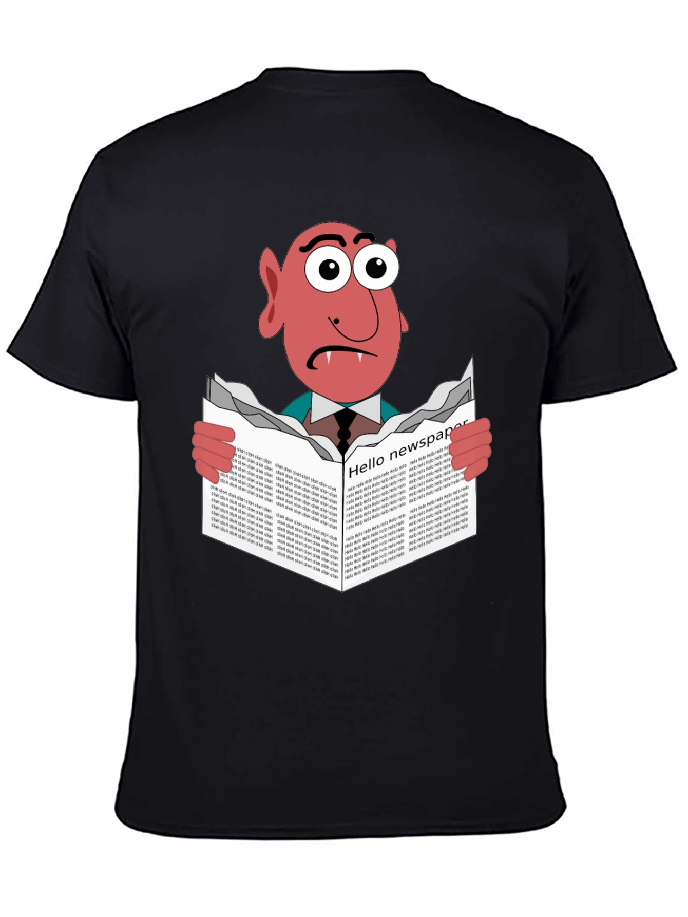 Vampire Reading Newspaper Graphic T-Shirt