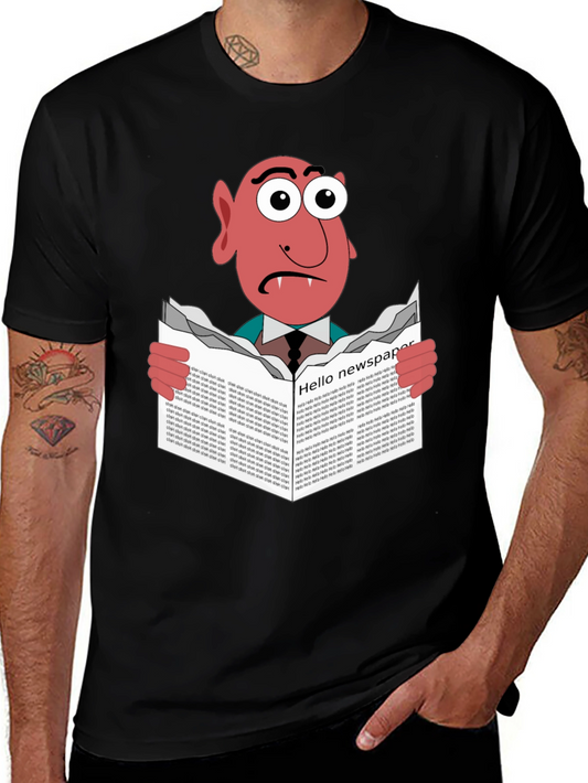 Vampire Reading Newspaper Graphic T-Shirt