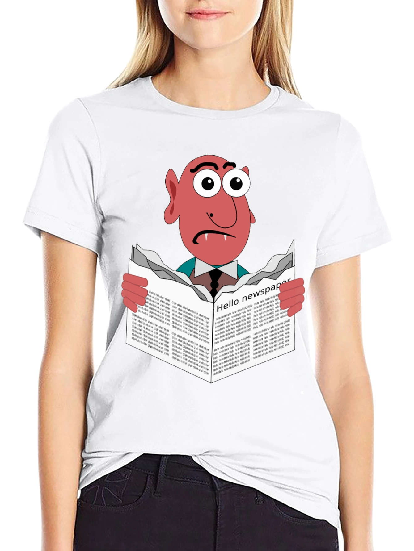 Vampire Reading Newspaper Graphic T-Shirt