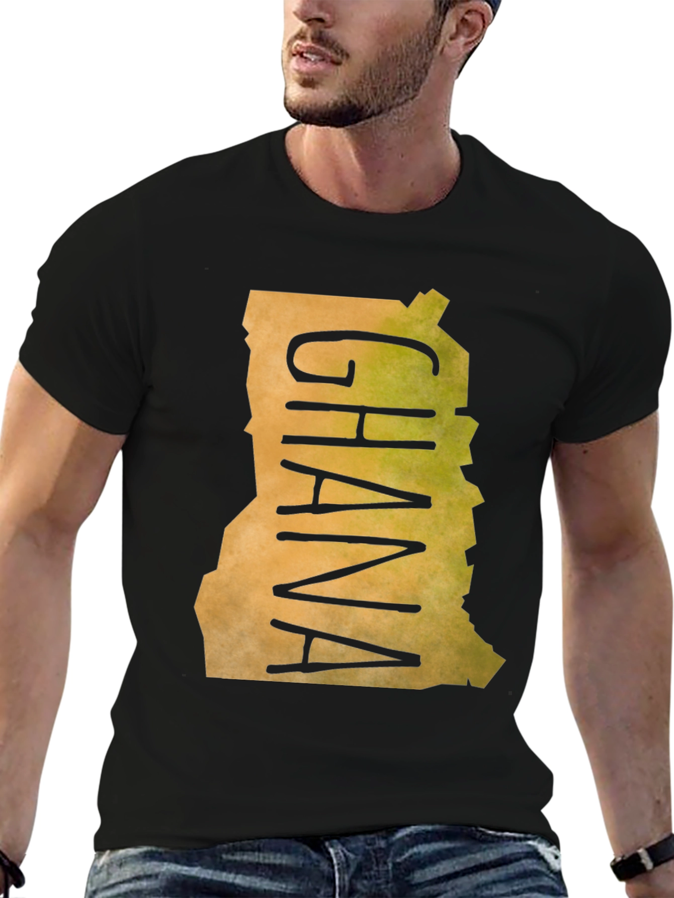 Ghana Map T-Shirt - Black Graphic Tee