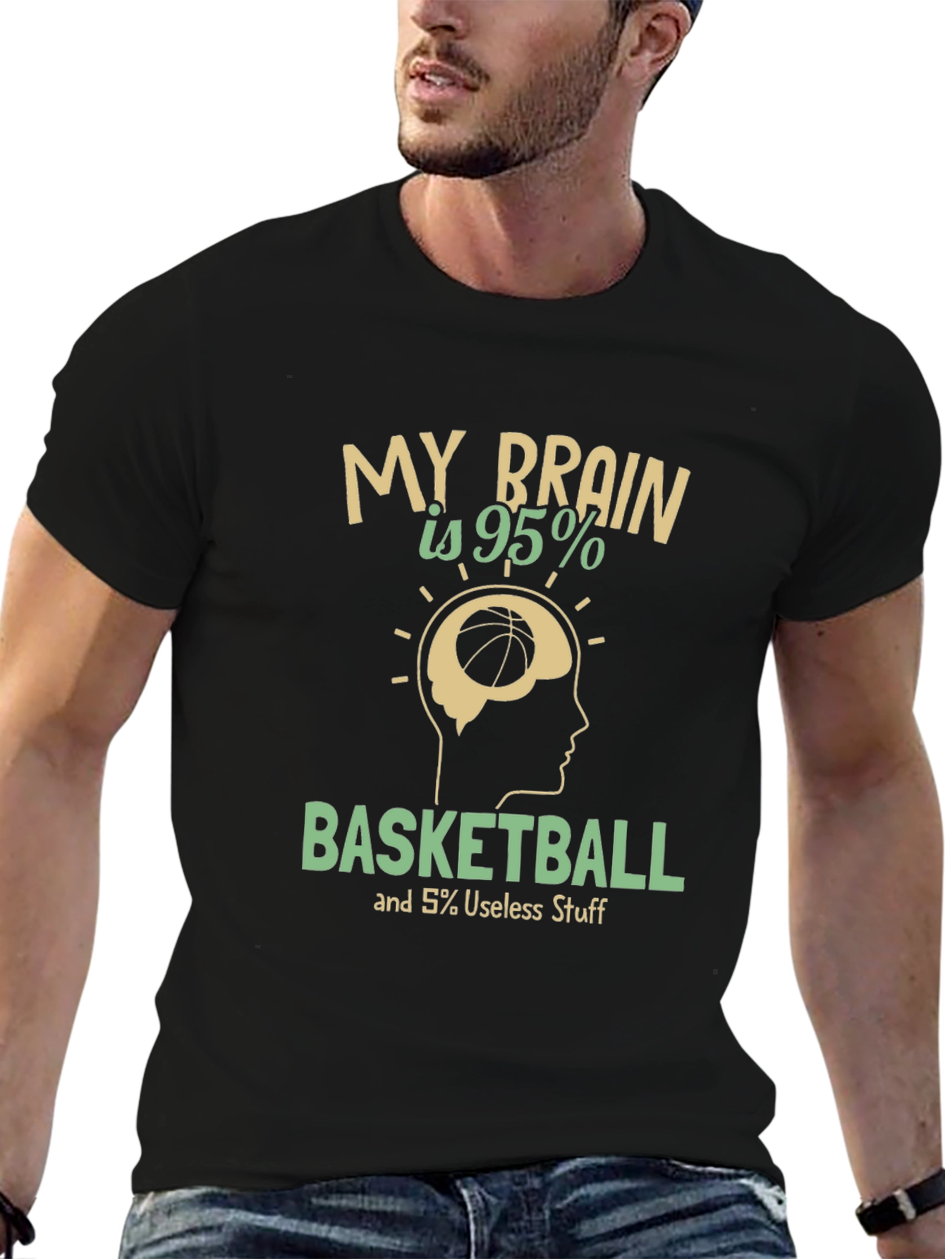 Basketball Brain Graphic T-Shirt - Funny Athlete Tee