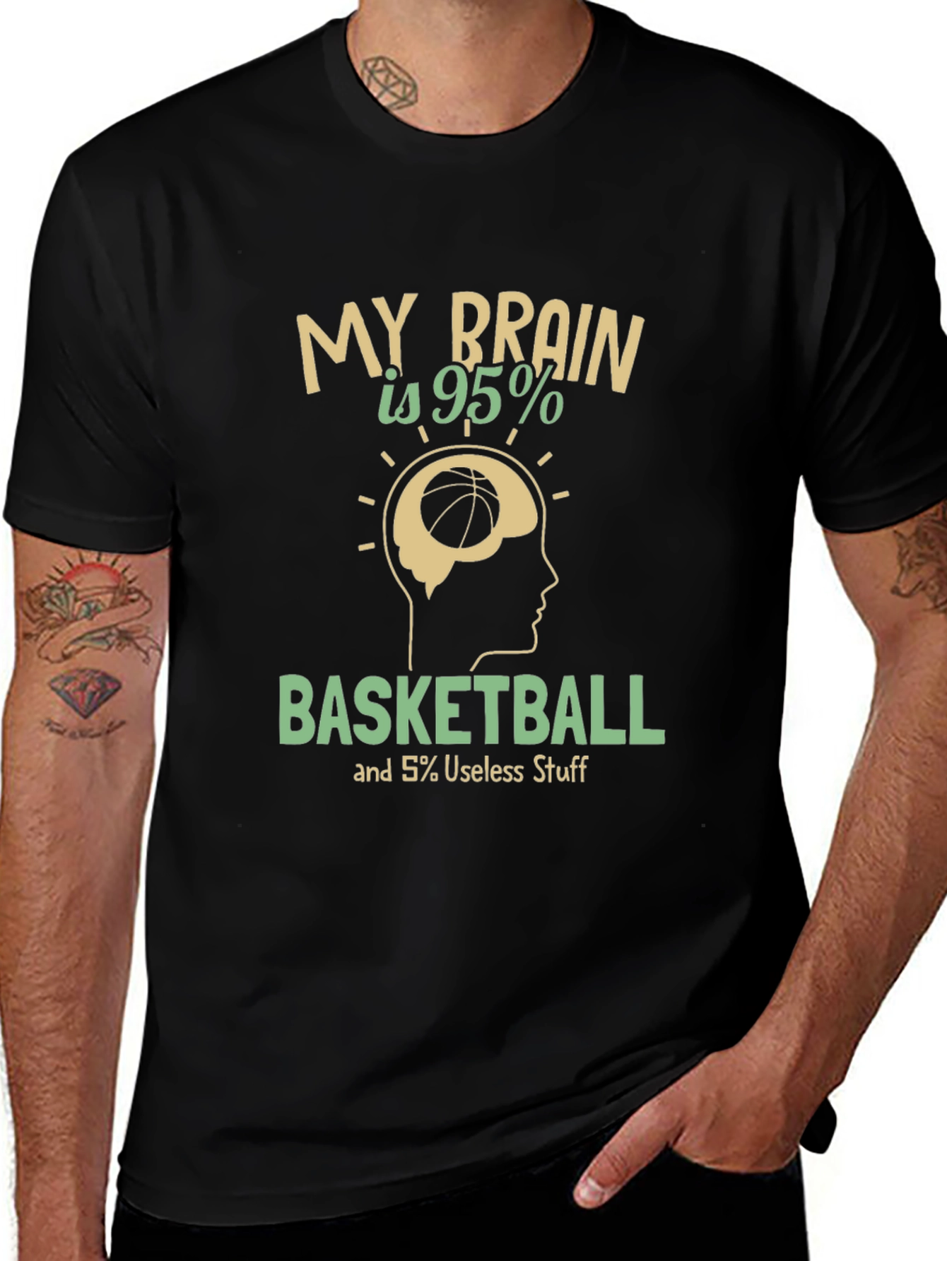 Basketball Brain Graphic T-Shirt - Funny Athlete Tee