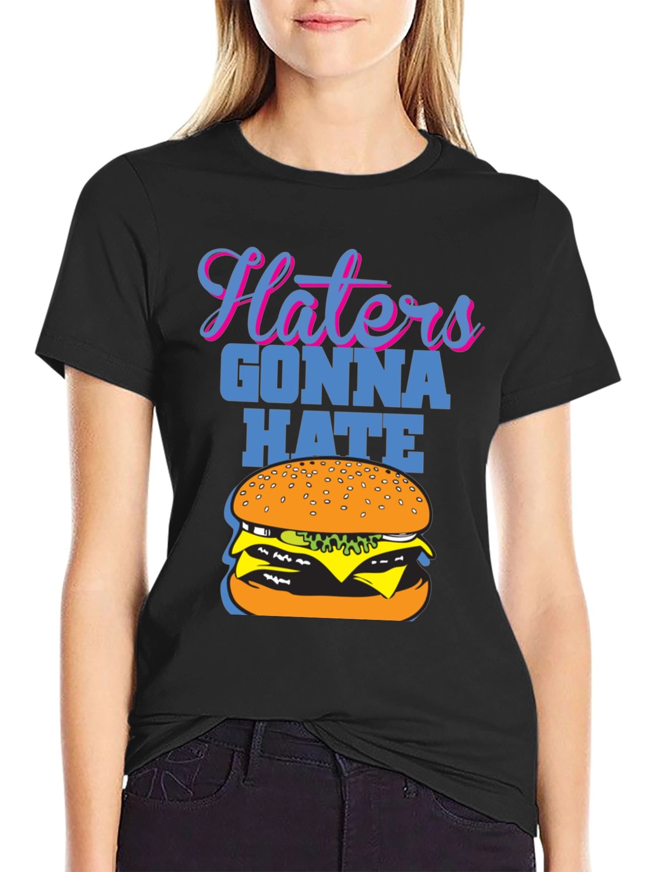 Haters Gonna Hate Burger Graphic T-Shirt
