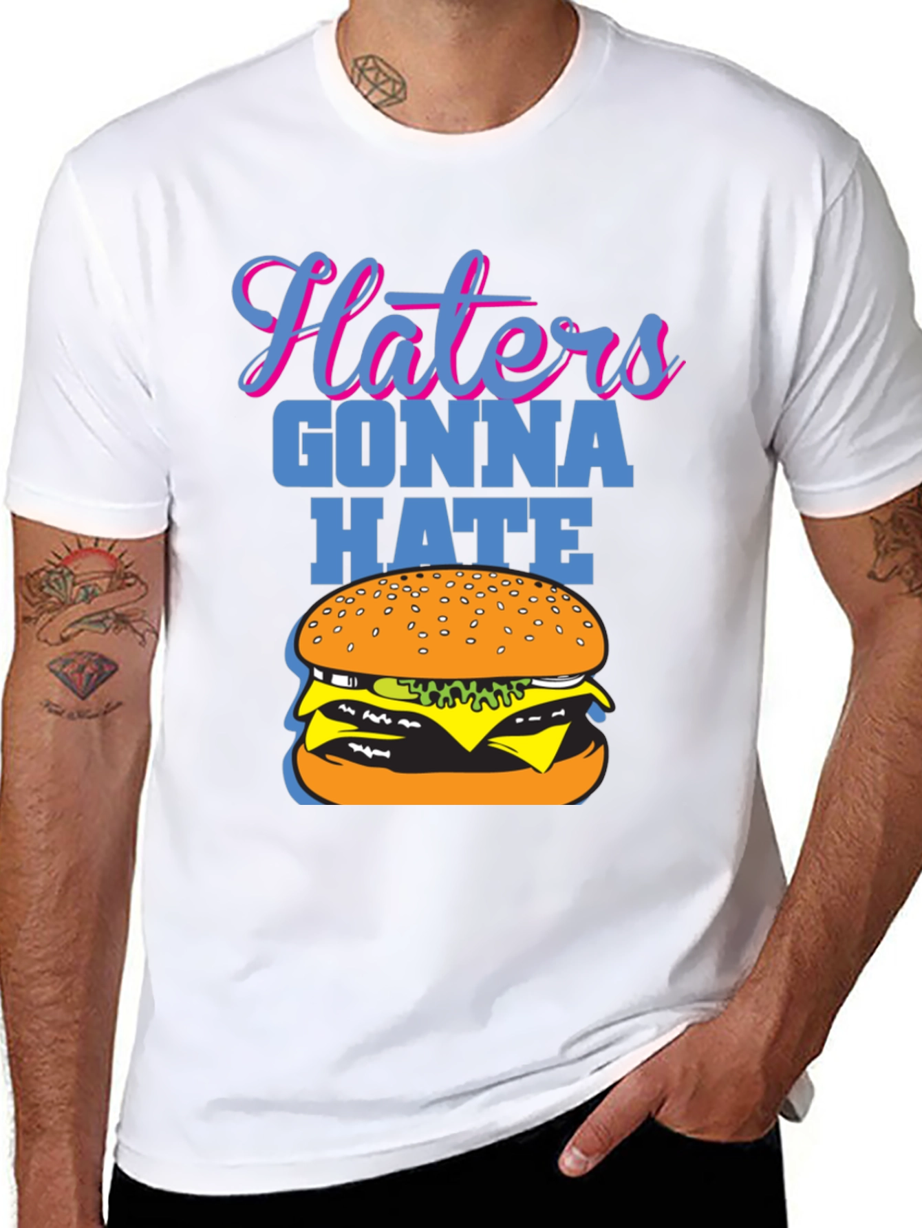 Haters Gonna Hate Burger Graphic T-Shirt