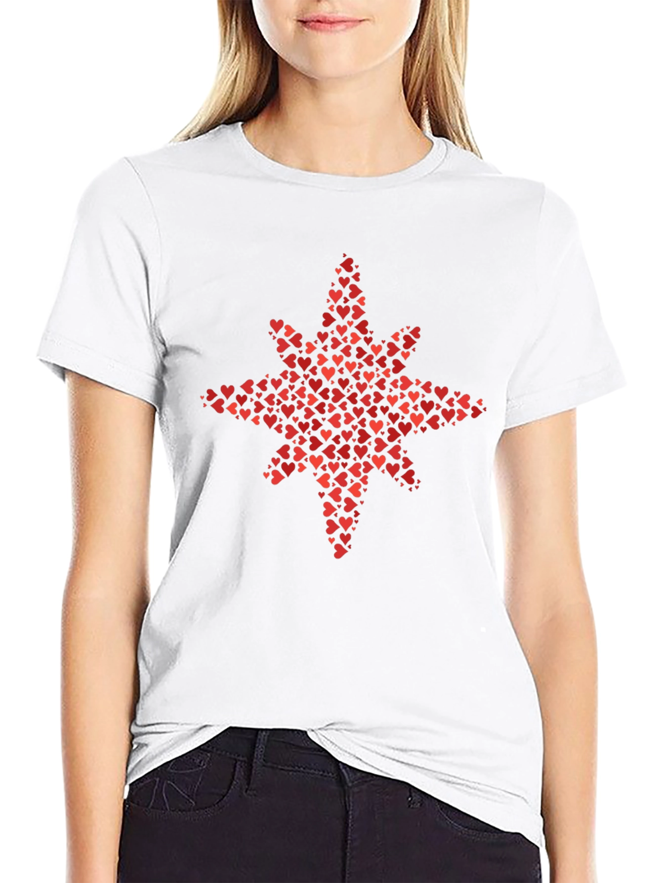 Heart Starburst Graphic Tee - Stylish Black T-Shirt