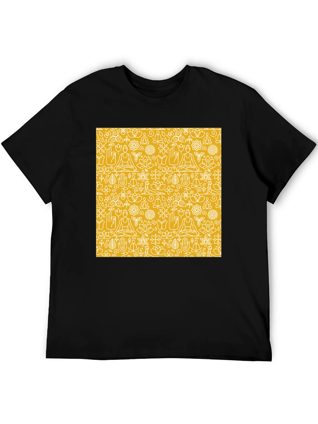 Yoga Pattern Graphic Tee - Unisex Black T-Shirt