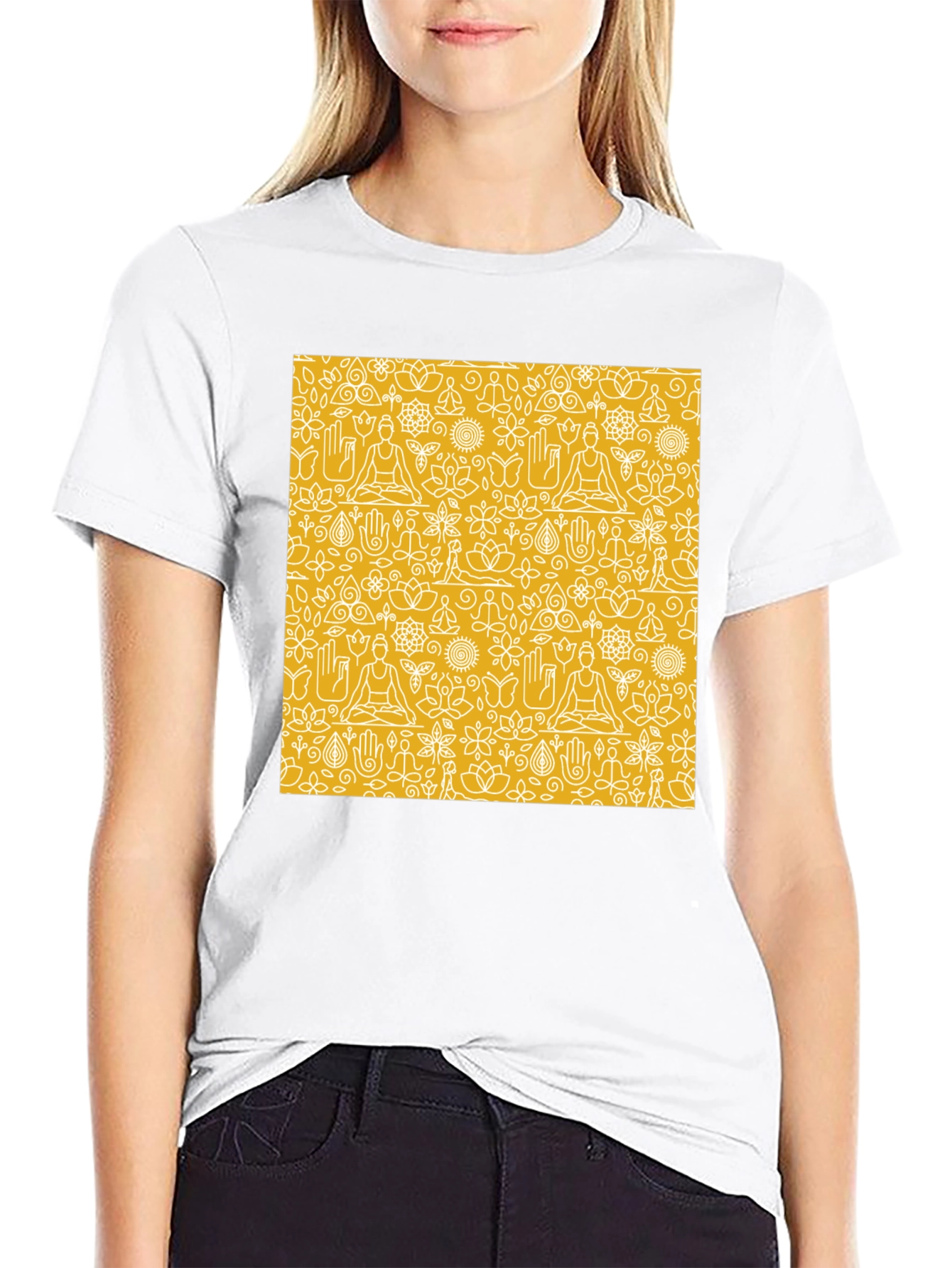 Yoga Pattern Graphic Tee - Unisex Black T-Shirt