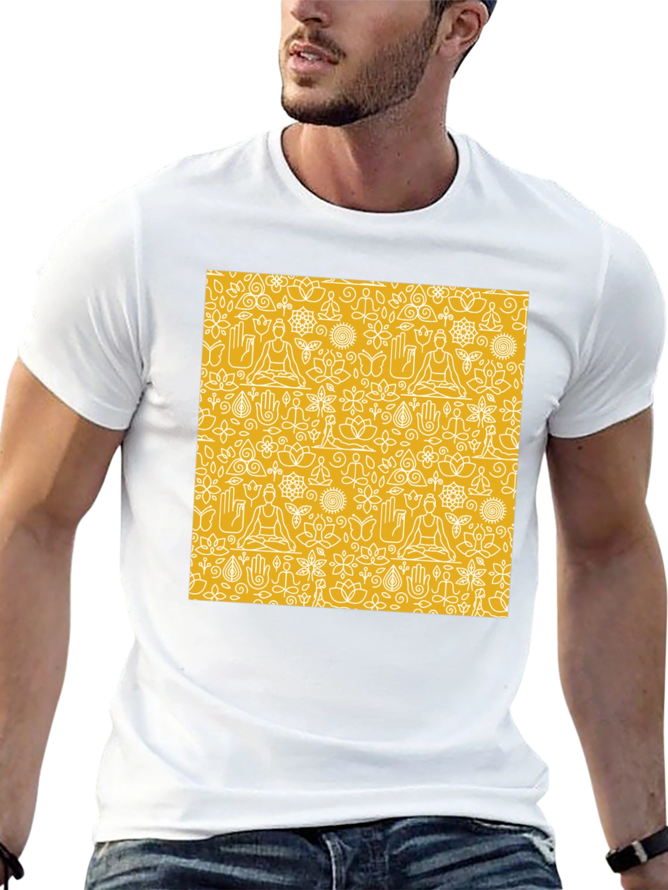 Yoga Pattern Graphic Tee - Unisex Black T-Shirt
