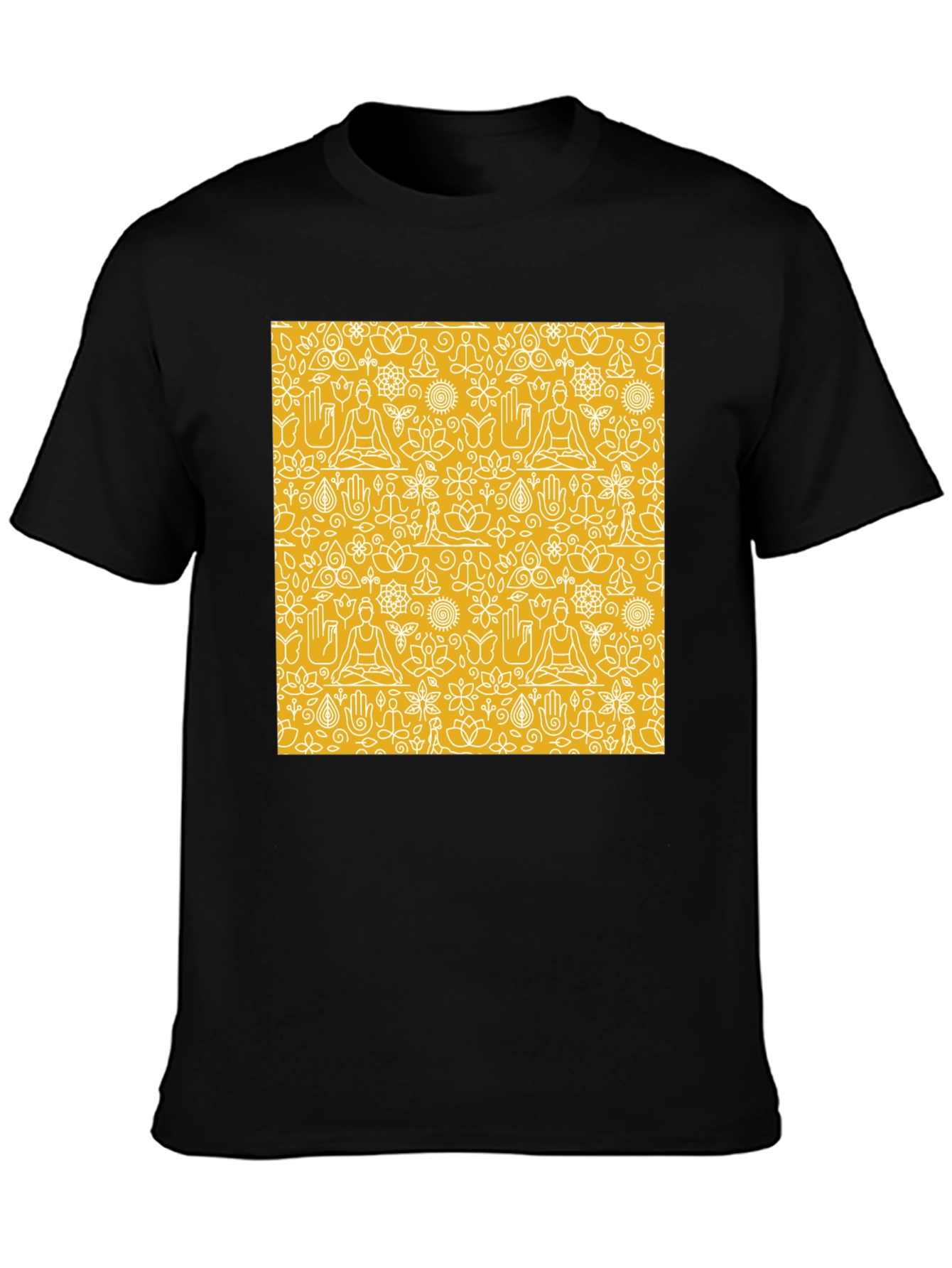 Yoga Pattern Graphic Tee - Unisex Black T-Shirt