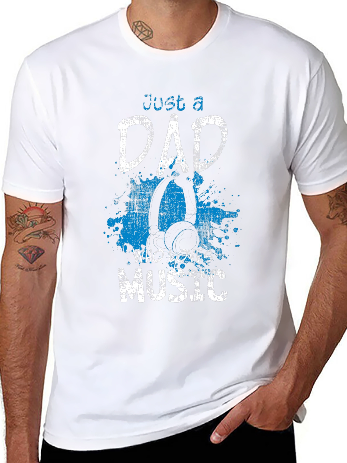 Just a Dad Who Loves Music Graphic Tee