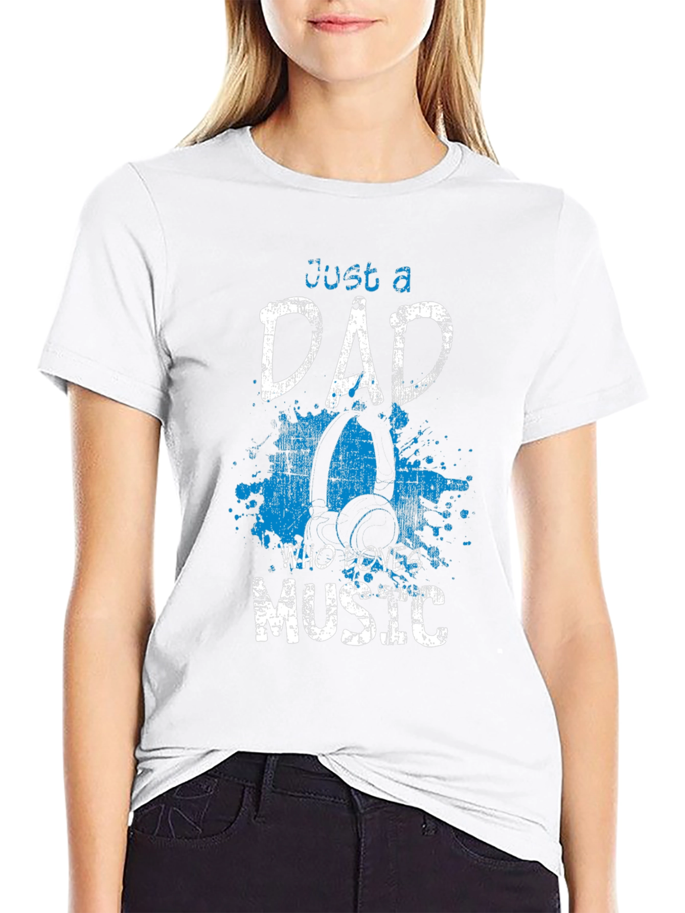 Just a Dad Who Loves Music Graphic Tee