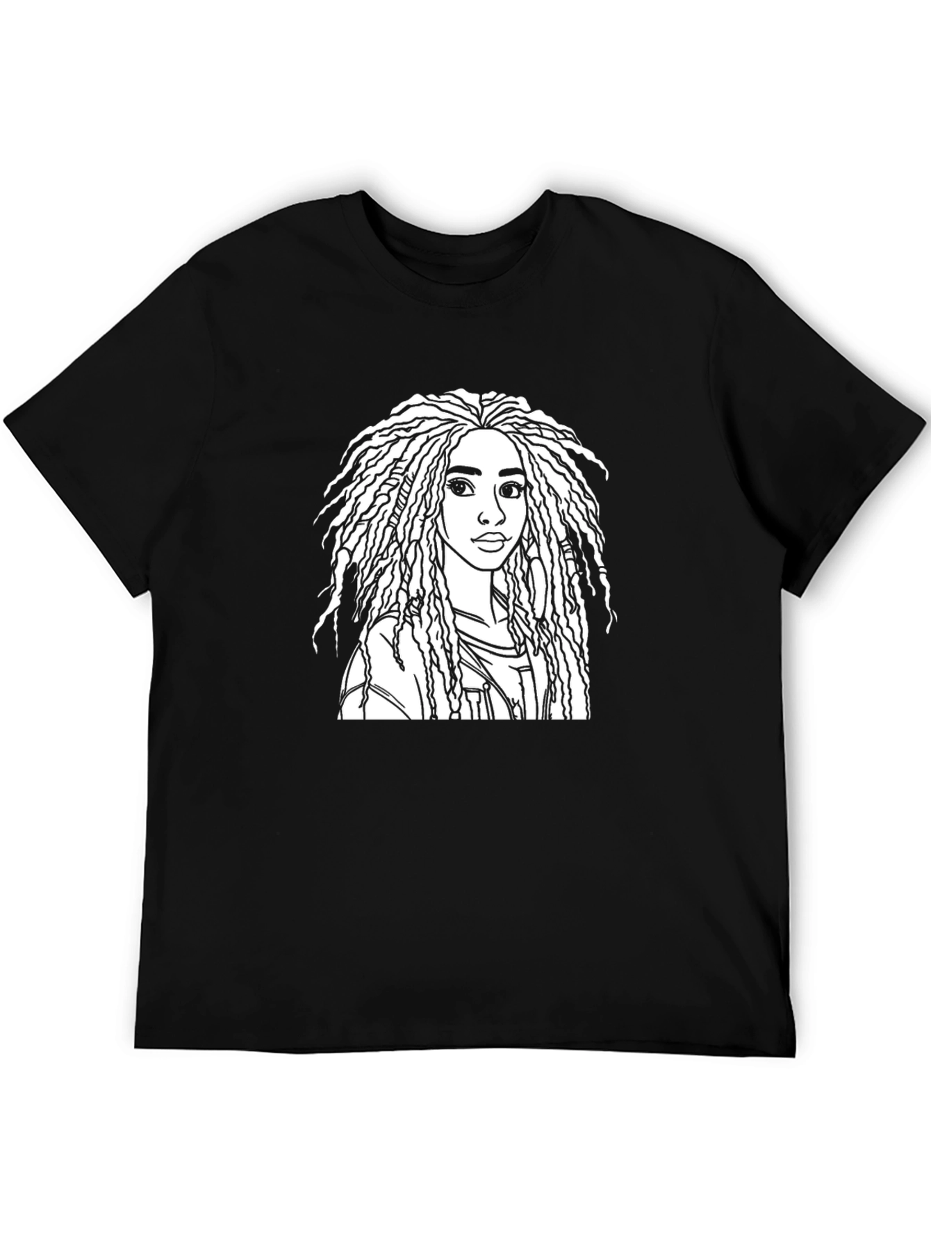 Stylish Black T-Shirt with Woman Portrait