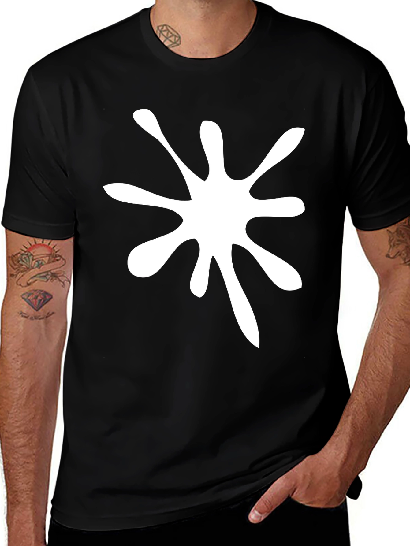 Splatter Graphic Tee - Mens Casual Black T-Shirt