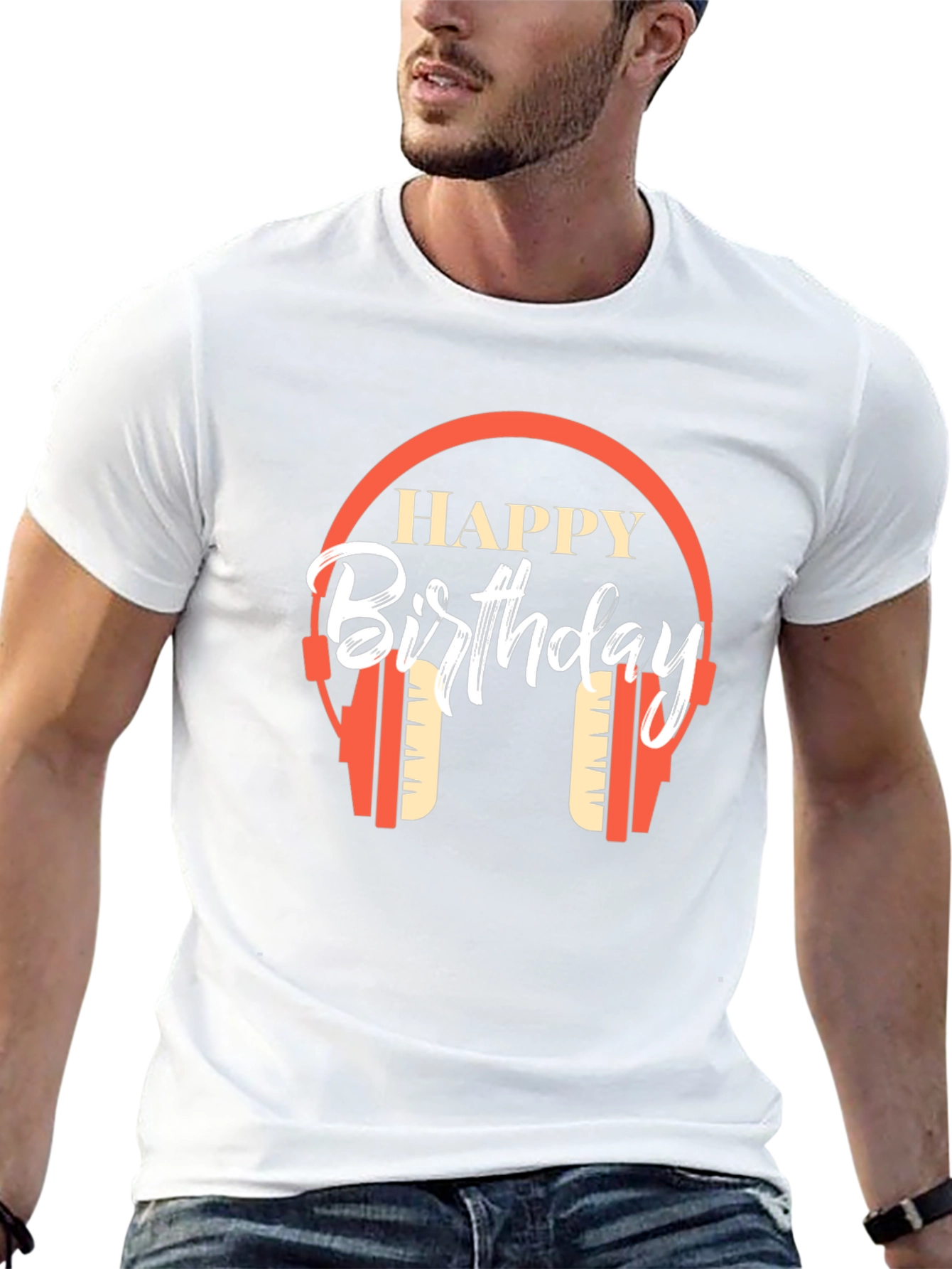 Happy Birthday Headphone Graphic T-Shirt