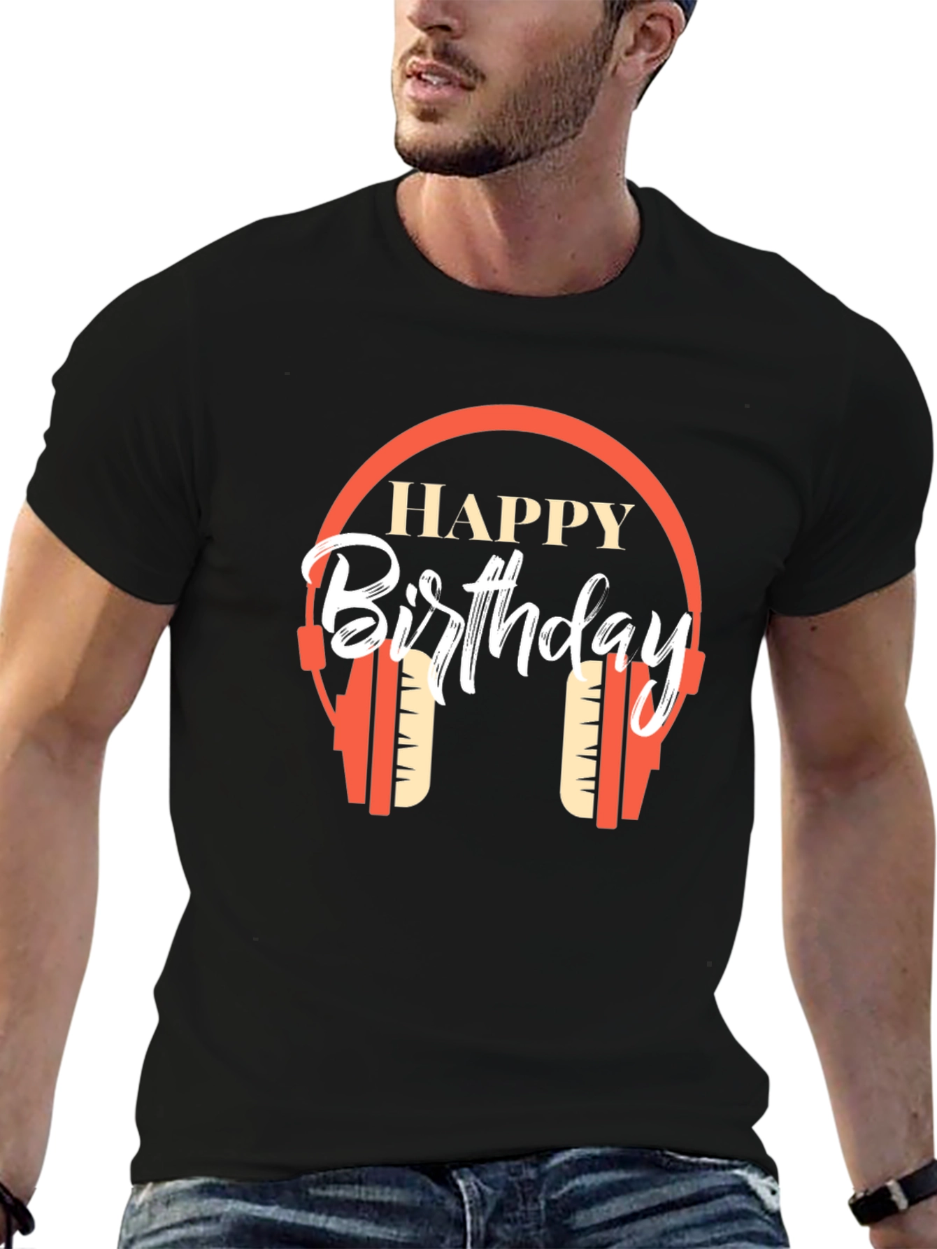 Happy Birthday Headphone Graphic T-Shirt