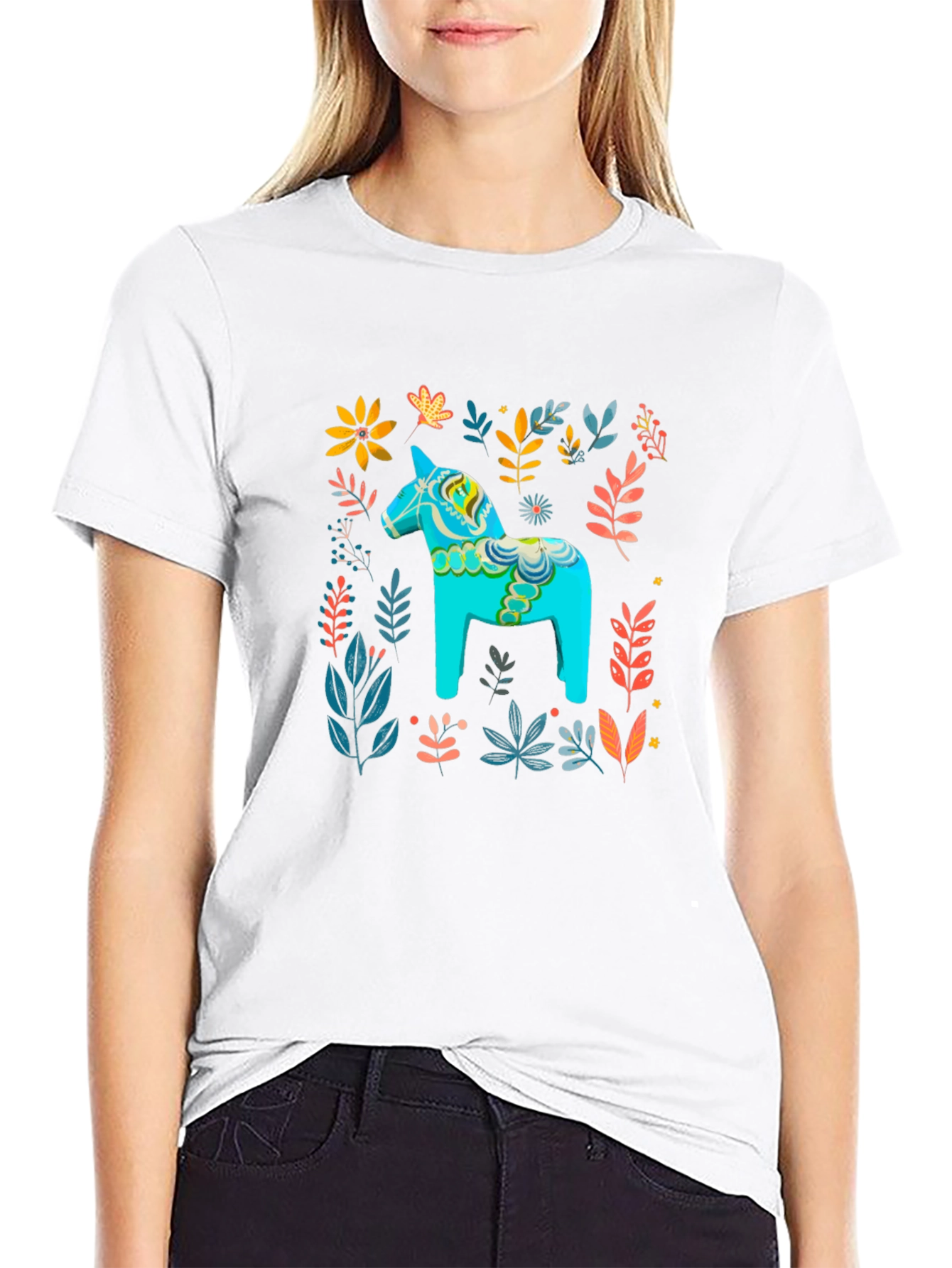 Dala Horse Floral Print Tee