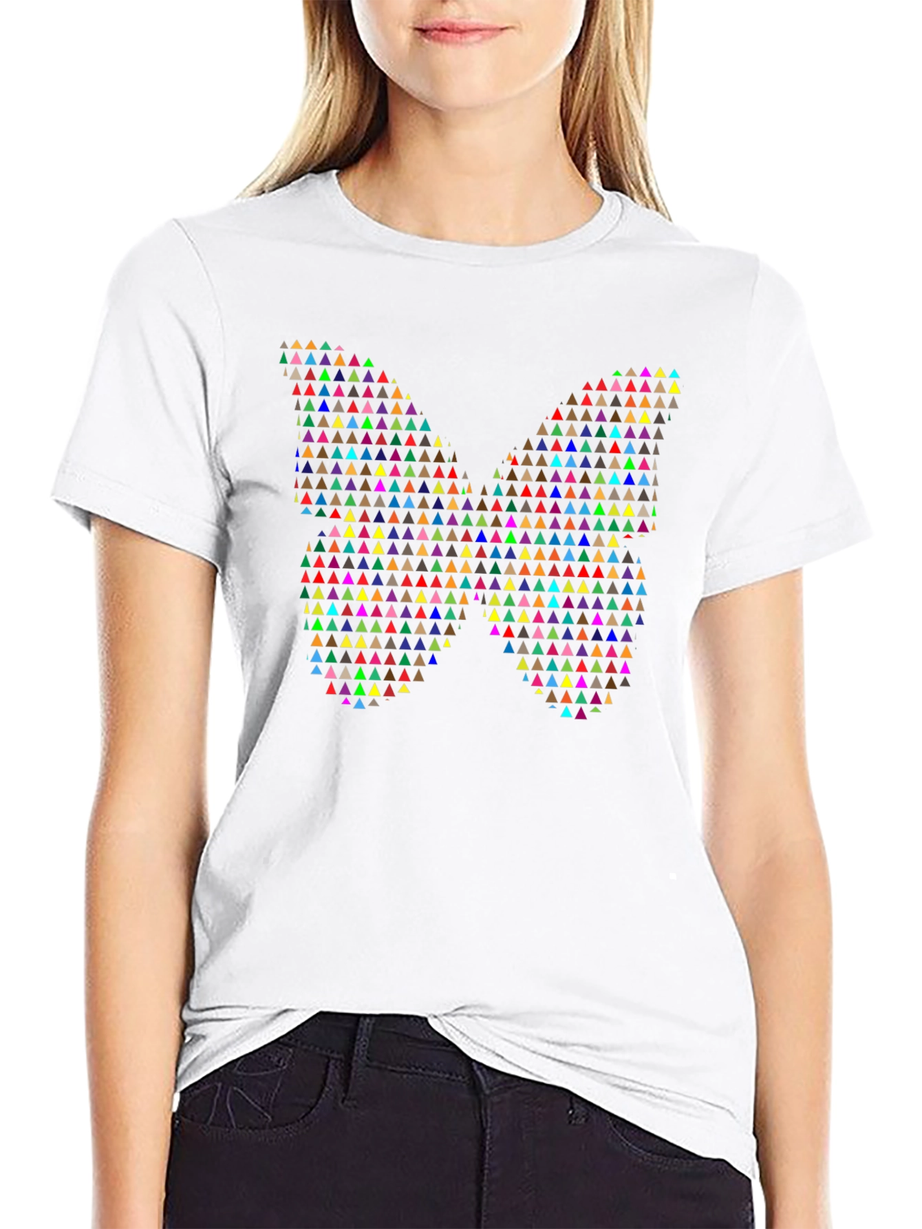 Abstract Butterfly Triangle T-Shirt - Black
