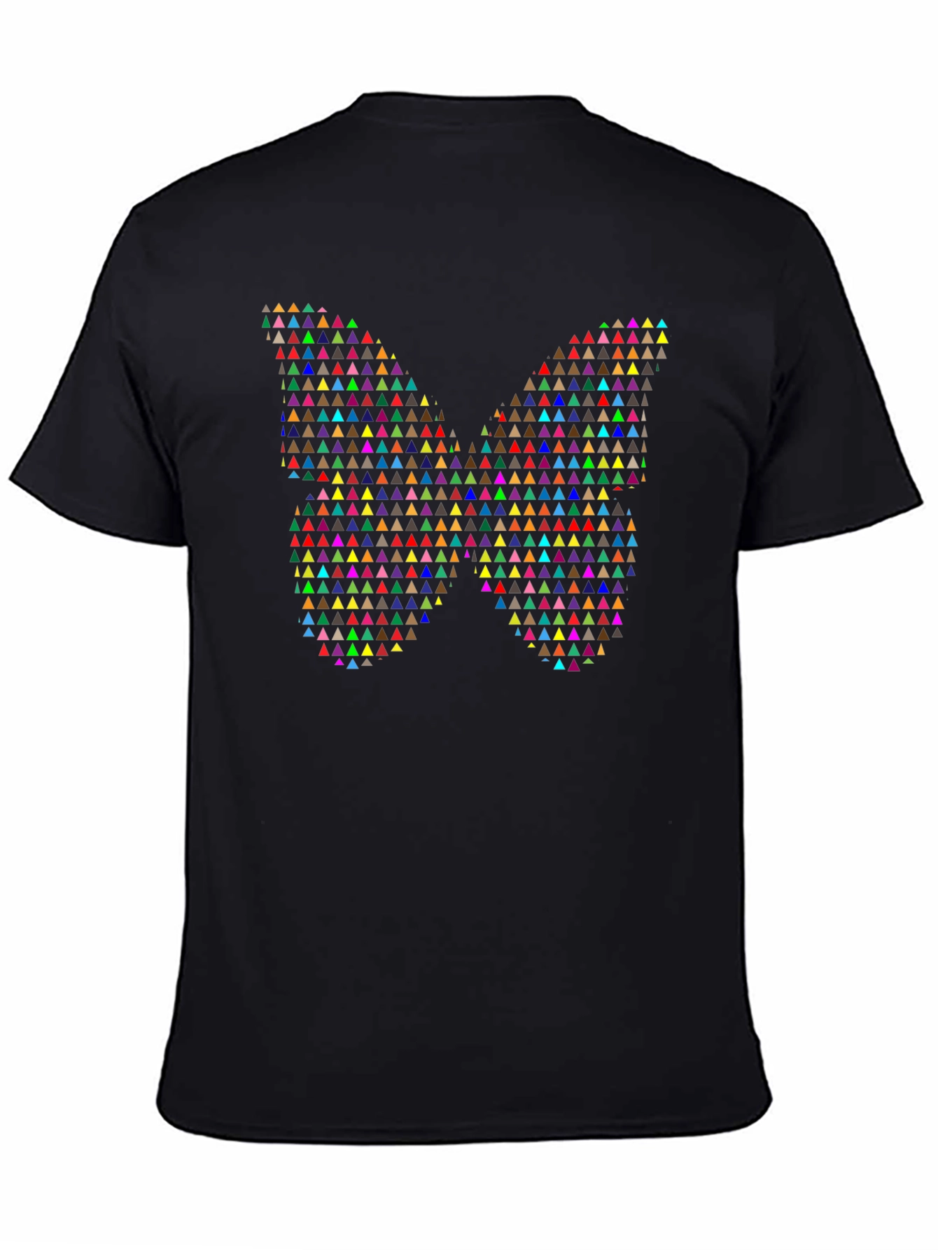 Abstract Butterfly Triangle T-Shirt - Black