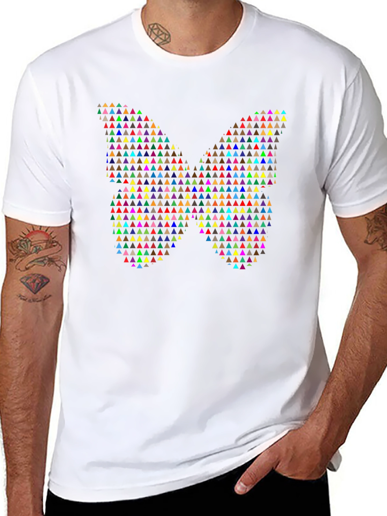 Abstract Butterfly Triangle T-Shirt - Black
