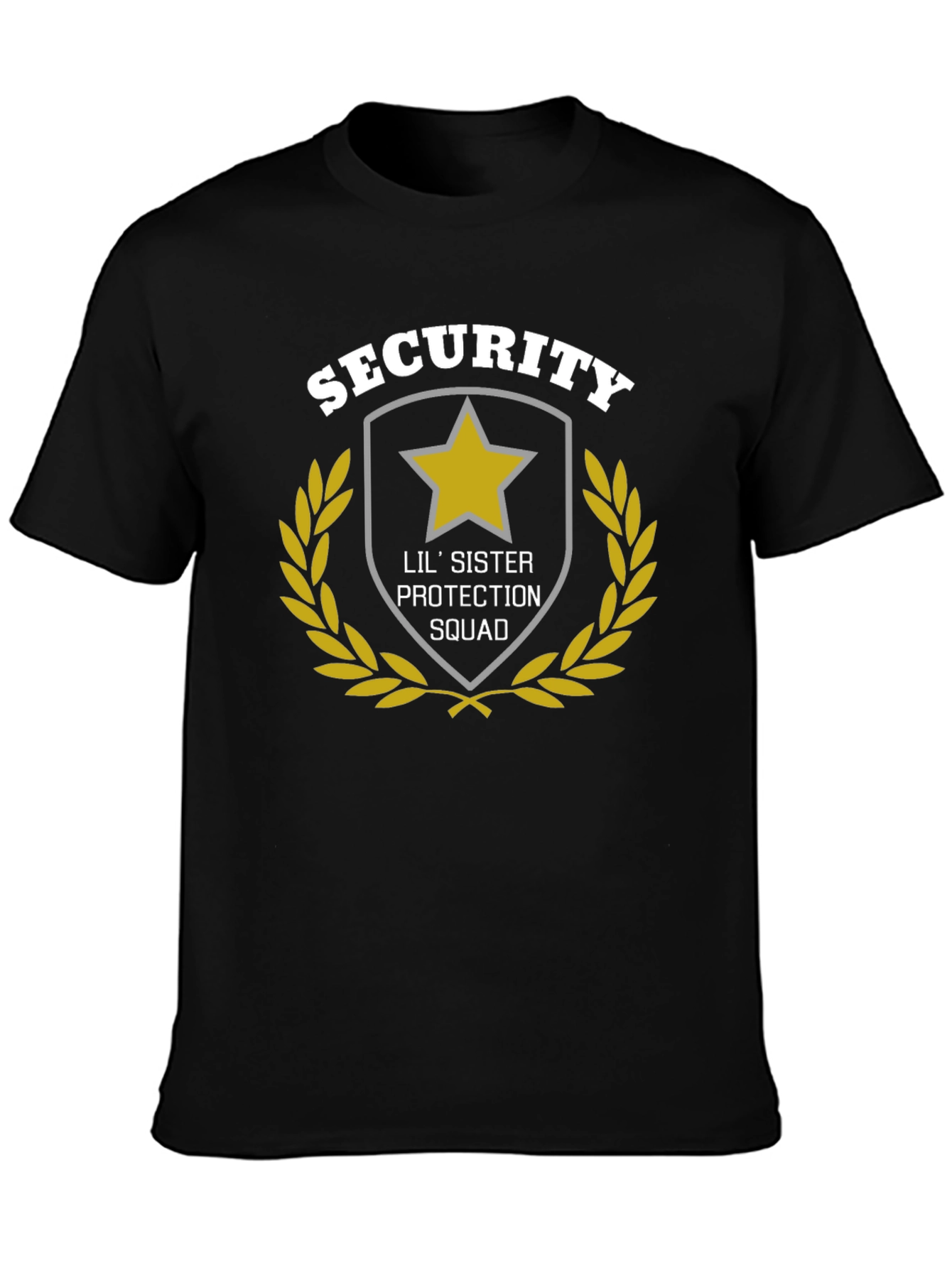 Lil Sister Protection Squad Black Graphic Tee