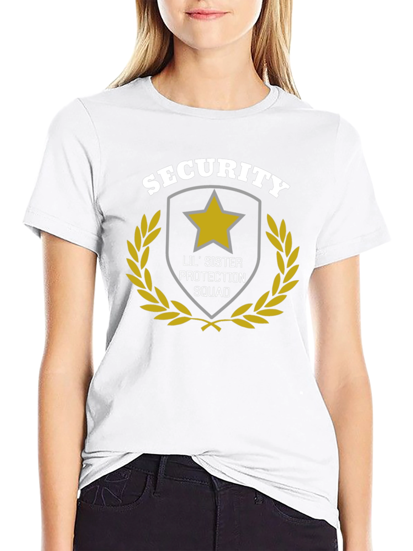 Lil Sister Protection Squad Black Graphic Tee