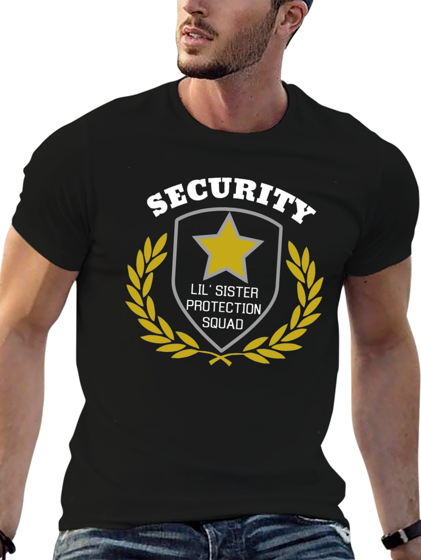 Lil Sister Protection Squad Black Graphic Tee