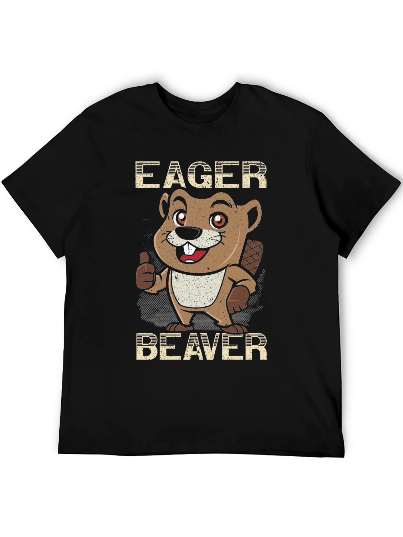 Eager Beaver Cartoon Graphic Tee - Black