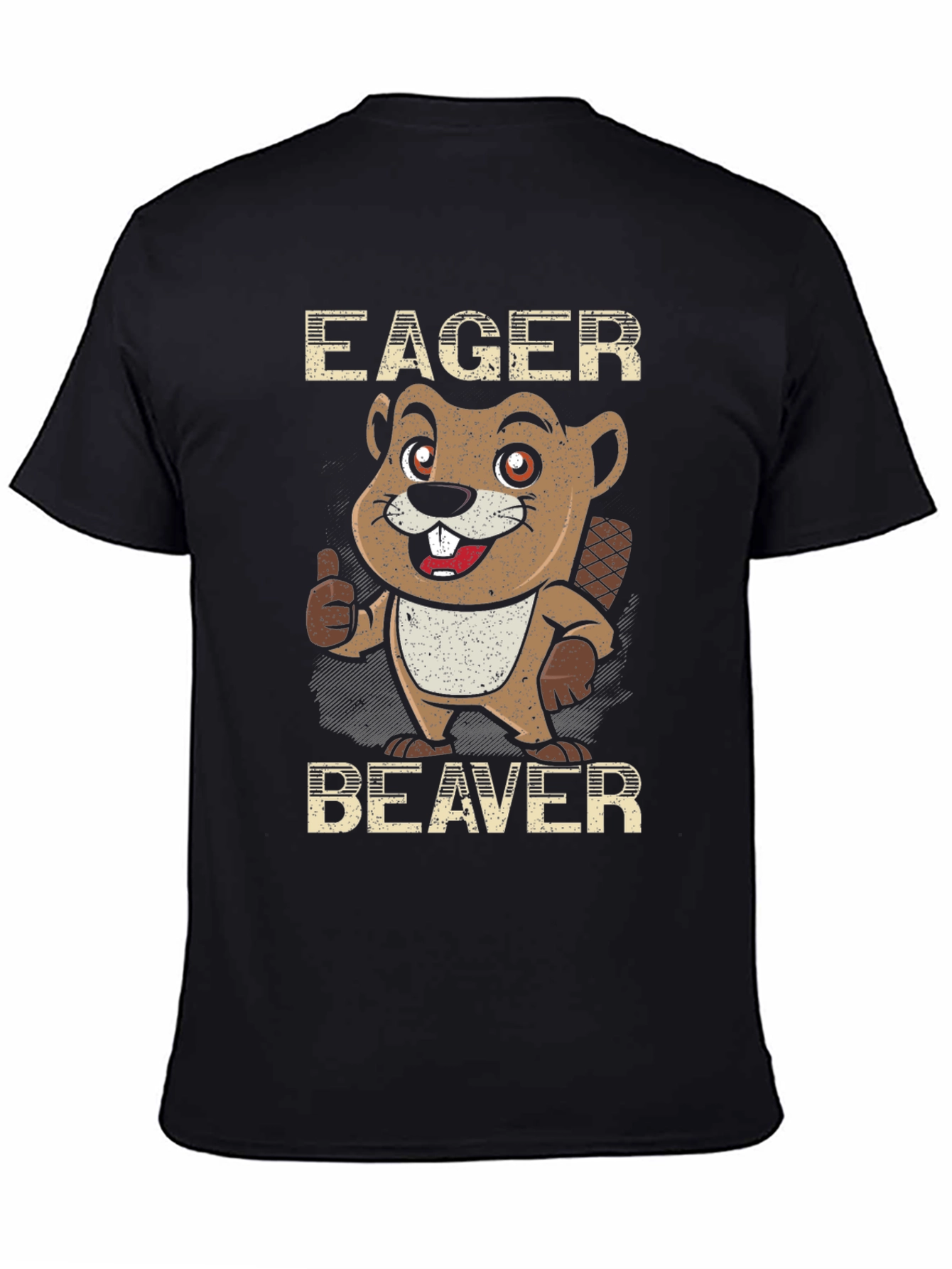 Eager Beaver Cartoon Graphic Tee - Black