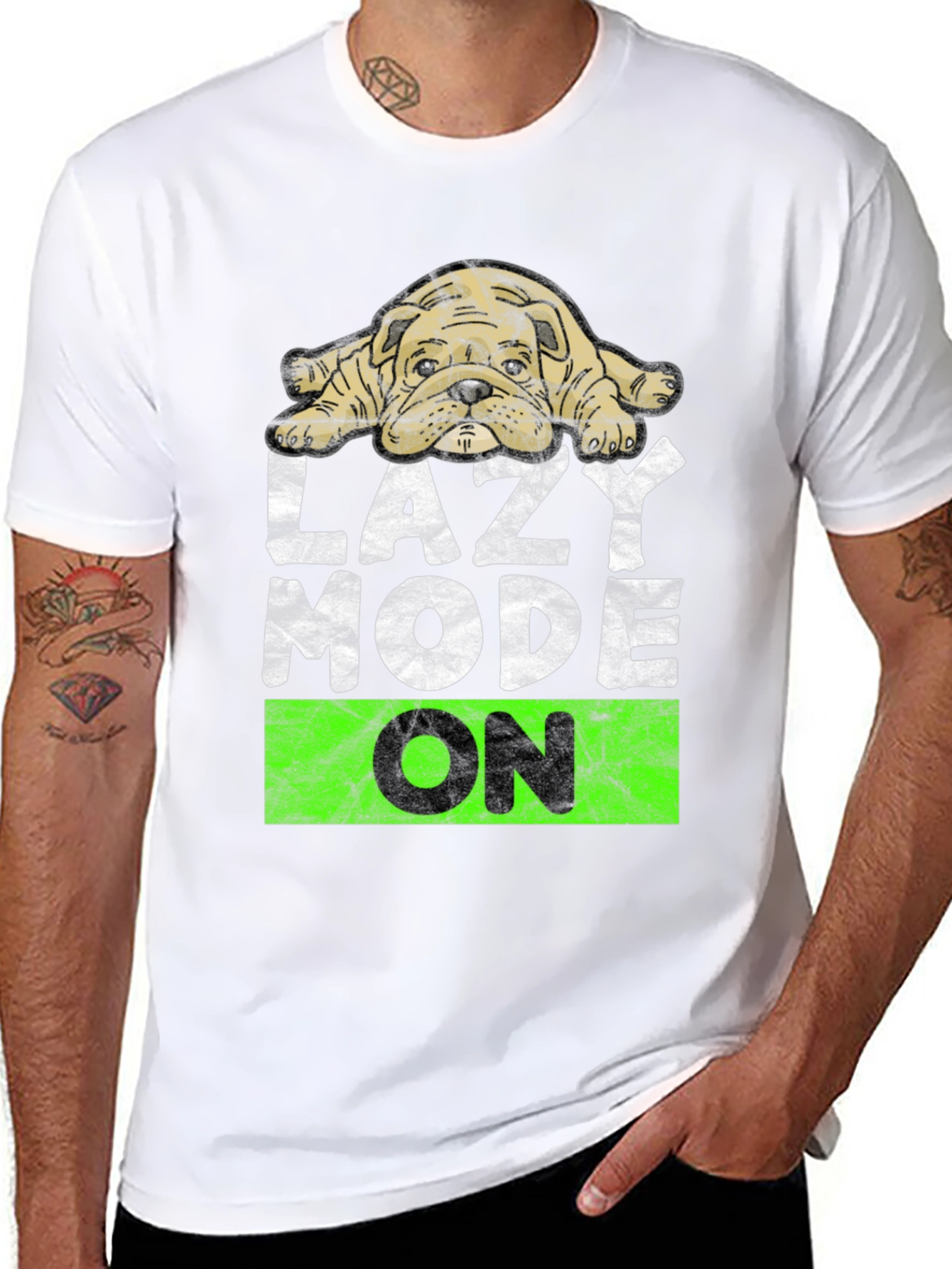 Lazy Mode On T-Shirt - Cute Bulldog Design